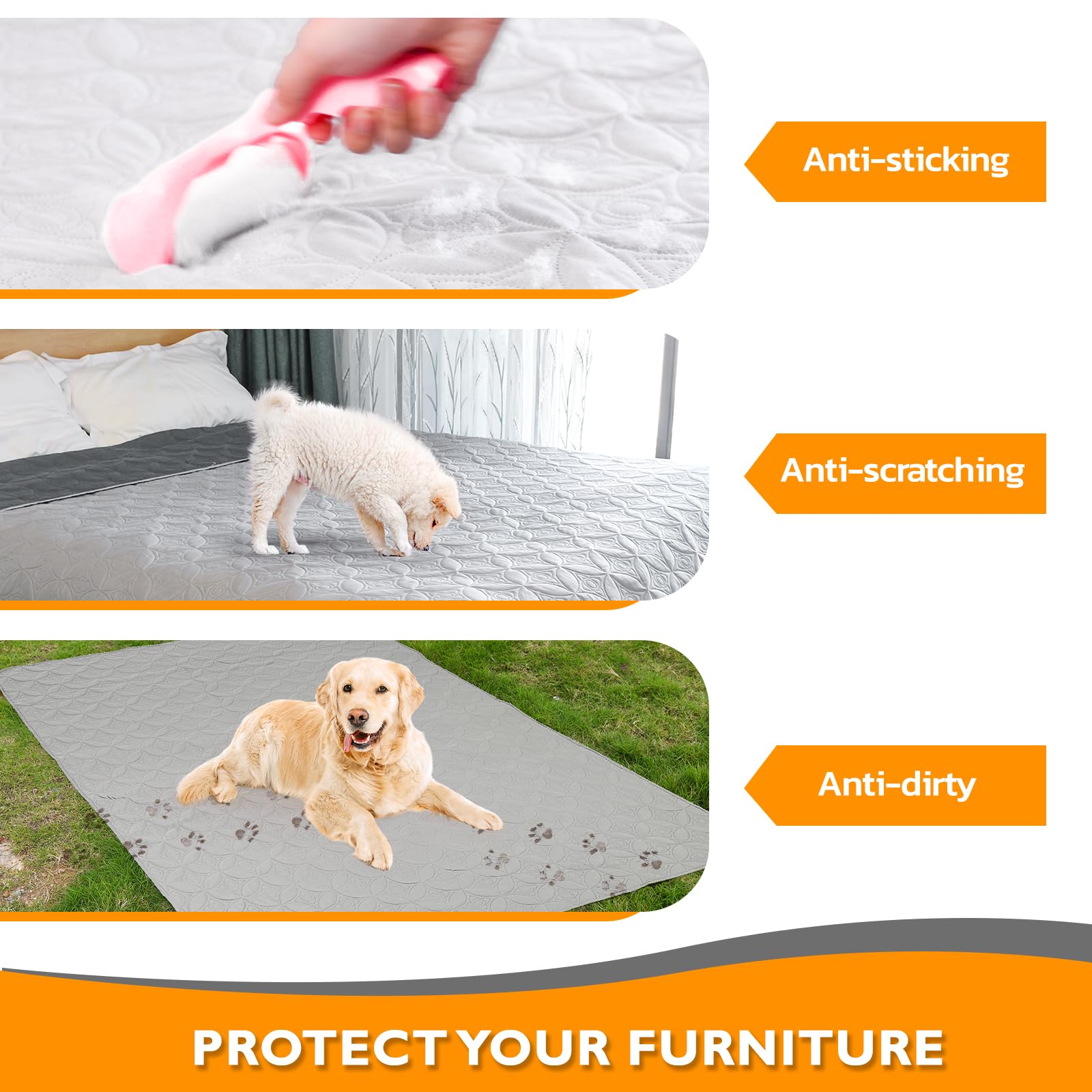 2 Packs Waterproof Dog Blankets Washable for Large Dog, Pet Couch Covers Protect Bed Sofa Furniture, Soft Reversible Dog Blanket