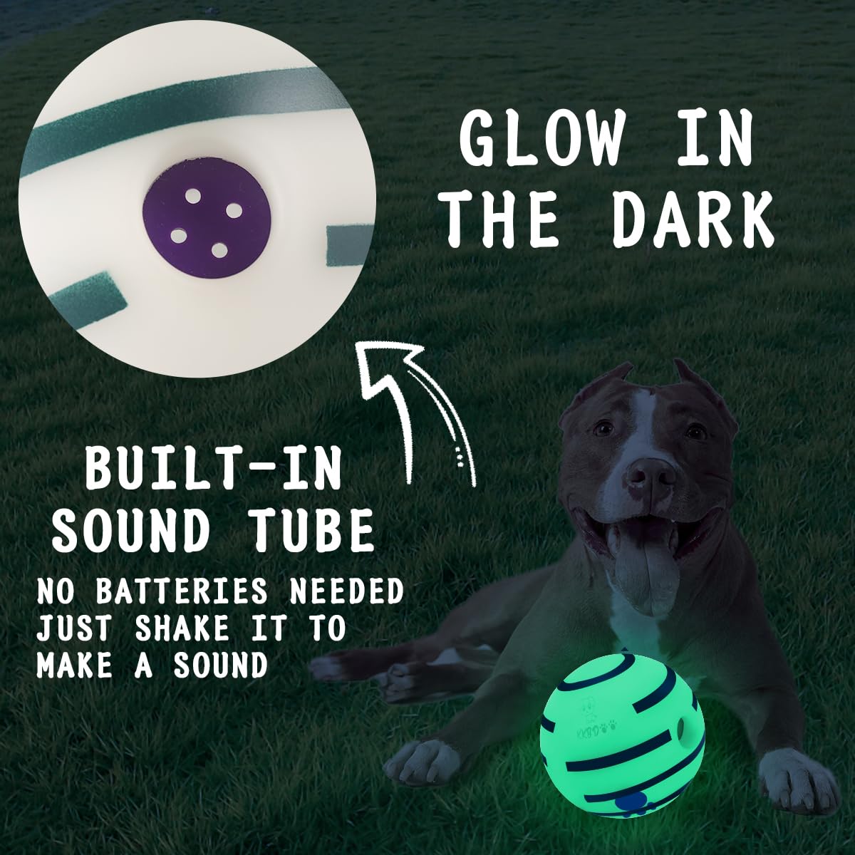 Hyq Glowing Interactive Dog Toy Ball - Squeaky For Small, Medium, Large Dogs And Puppies - Keeps Them Busy (Glow Ball, 2.75 Inch