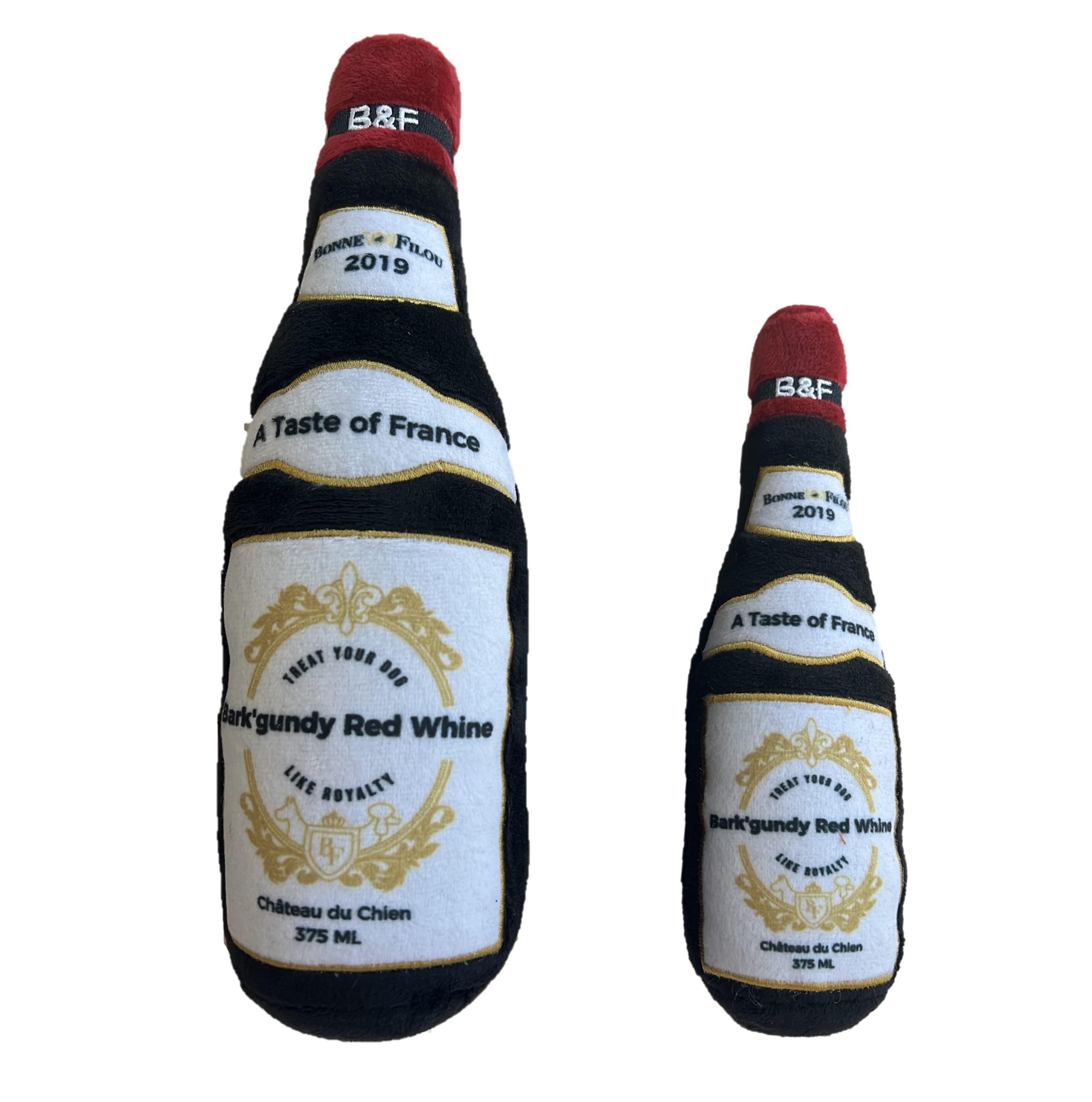 Bonne Et Filou Wine Bottle Plush Squeaky Dog Toy (Bark'Gundy Red Whine) Interactive Puppy Chew Toys For Aggressive Chewers Dog Toys For Small And Medium Dogs (1 Large Size)
