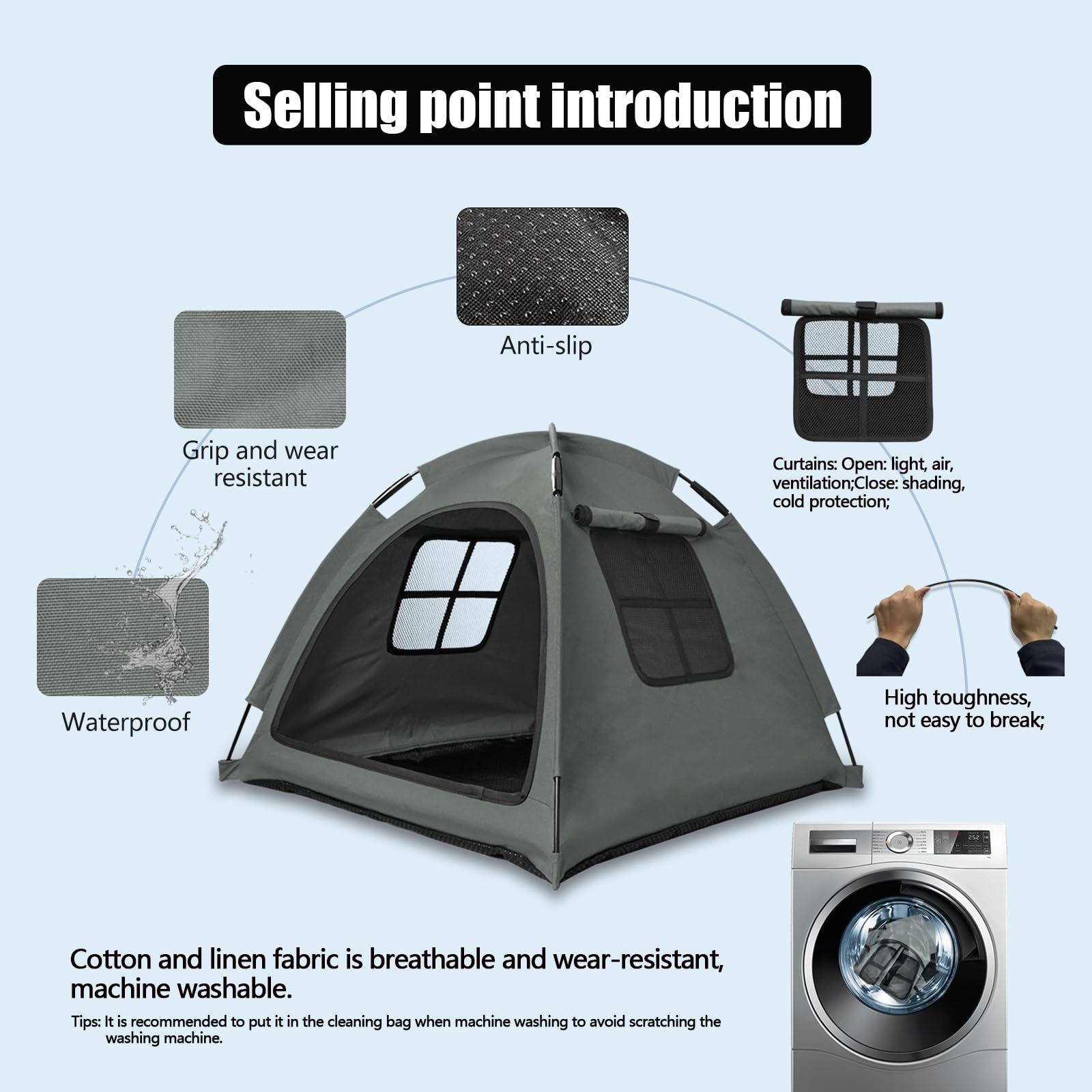 Nockovi Grey Cat Tent House?Cat'S Nest, Portable Indoor/Outdoor Pet Tent House For Cats, Puppies And Other Small Animals