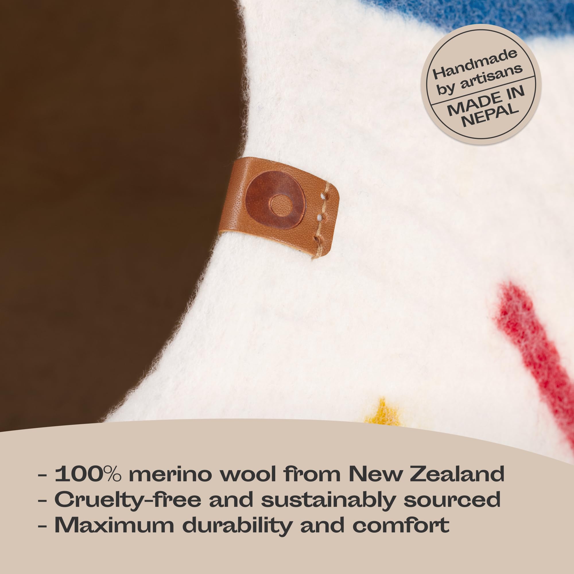 Meowfia Cat Cave - Premium Felt Cat Bed For Indoor Cats, Handmade 100% Merino Wool (Vivid Shades) (Large, Ivory Rainbow)