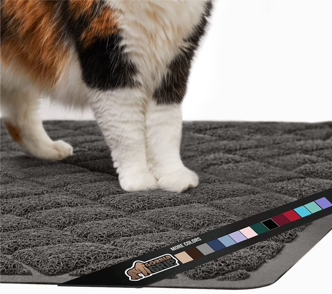 Gorilla Grip Thick Cat Litter Trapping Mat, 40X28, Less Waste, Traps Mess From Box For Cleaner Floors, Stays In Place For Cats,