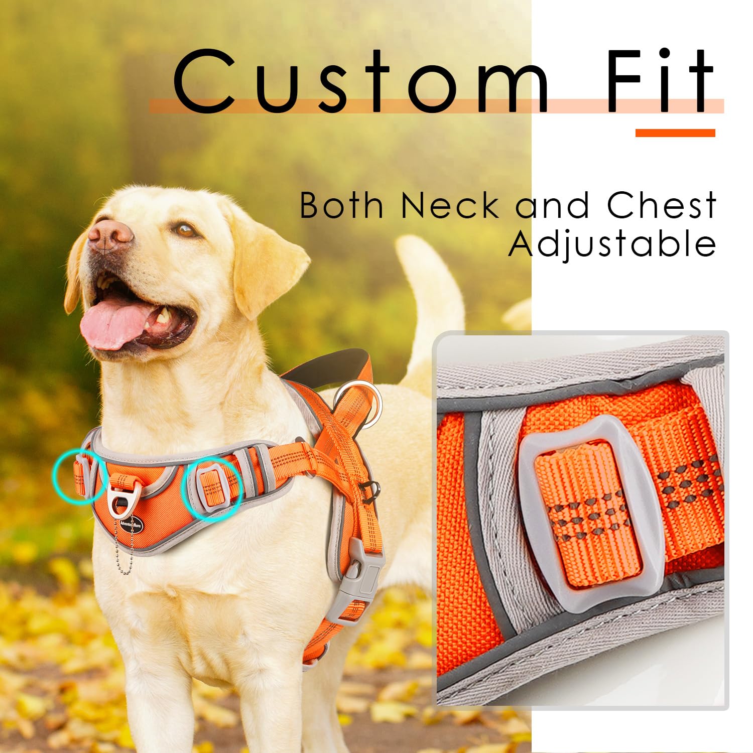 ADVENTUREMORE Dog Harness Medium Sized Dog No Pull, Dog Halter Harness Adjustable Reflective Dog Vest Escape Proof Dog Harness w