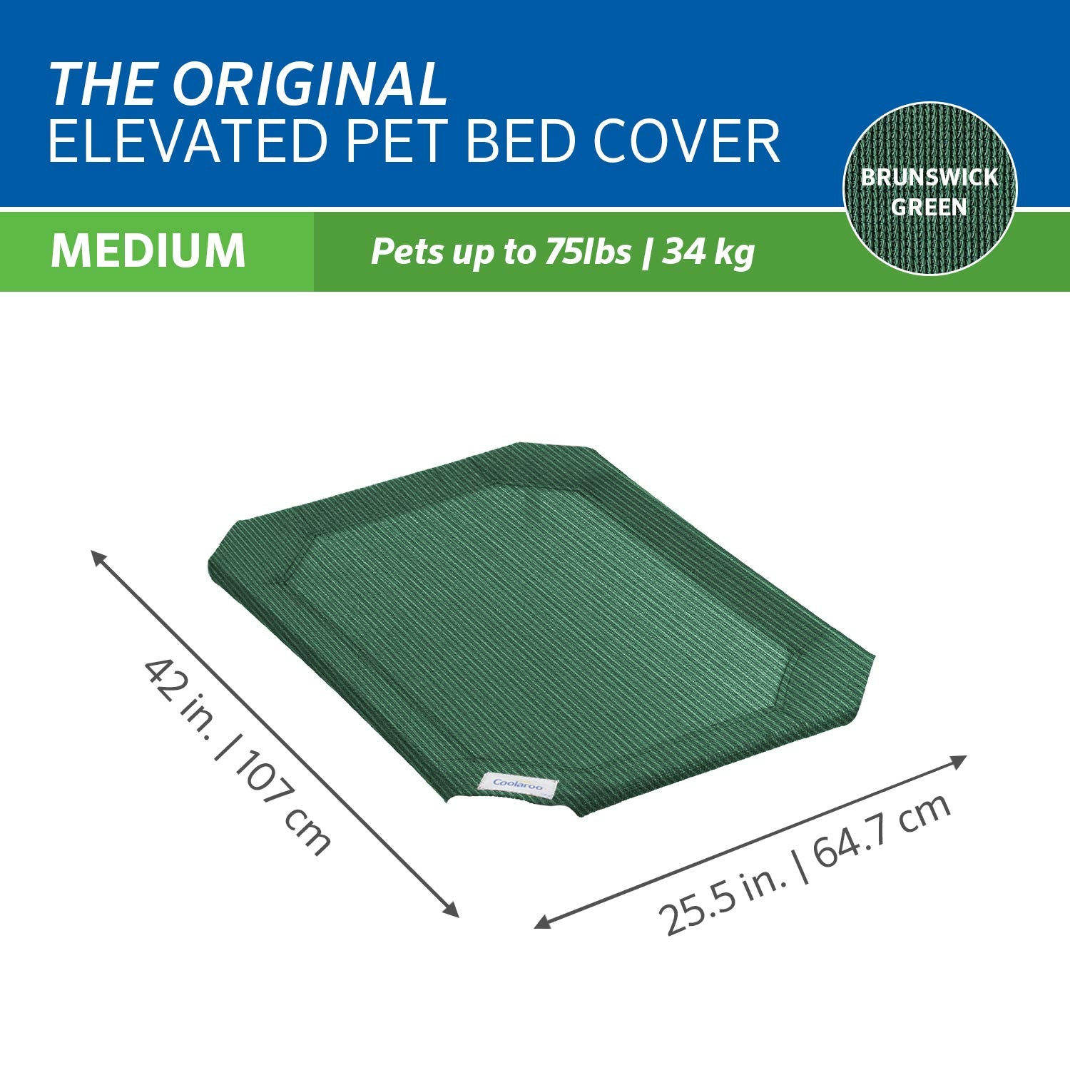 Original Pet Bed Replacement Cover - Brunswick Green - Medium (35' X 25.5')