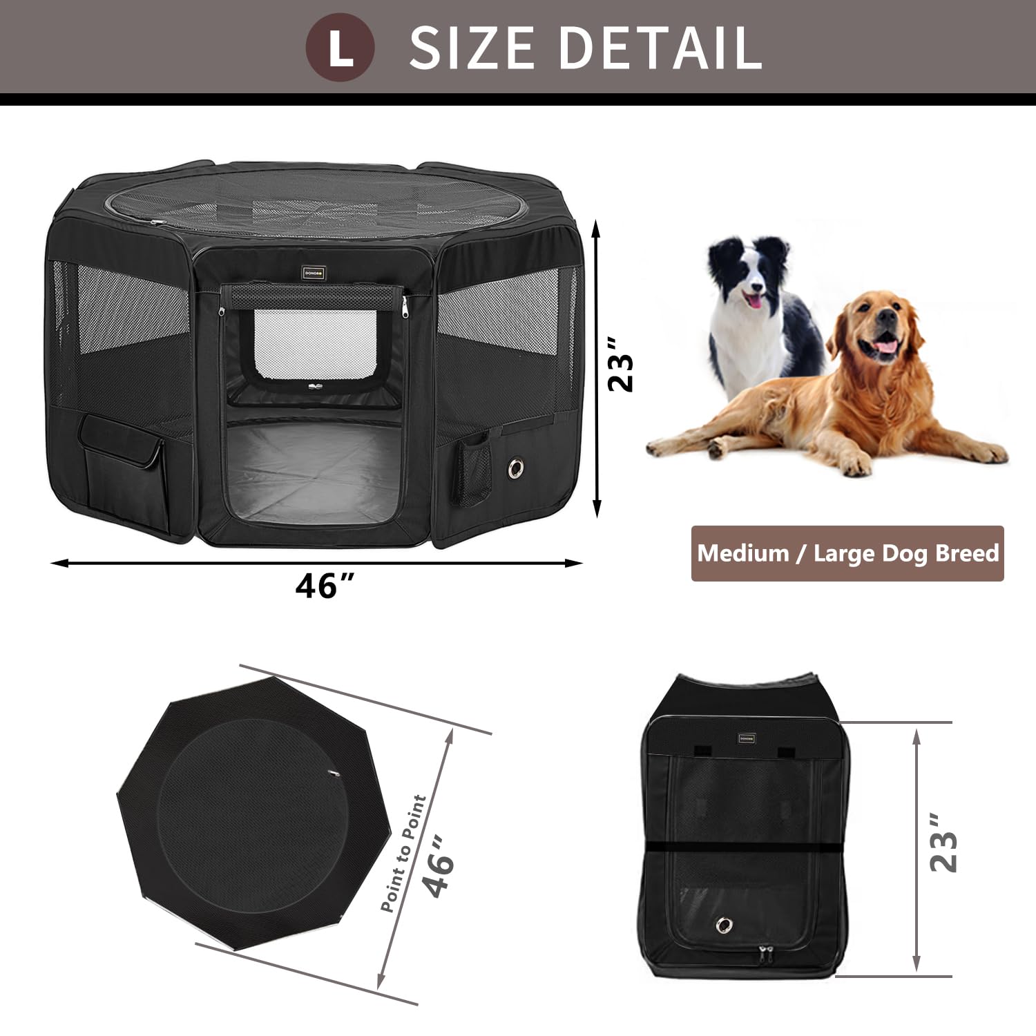 Donoro Dog Playpen Portable Pet Play Pens For Small Dog/Cat/Rabbit/Chicks, Cat Playpen Indoor/Outdoor With Carring Case, Removab
