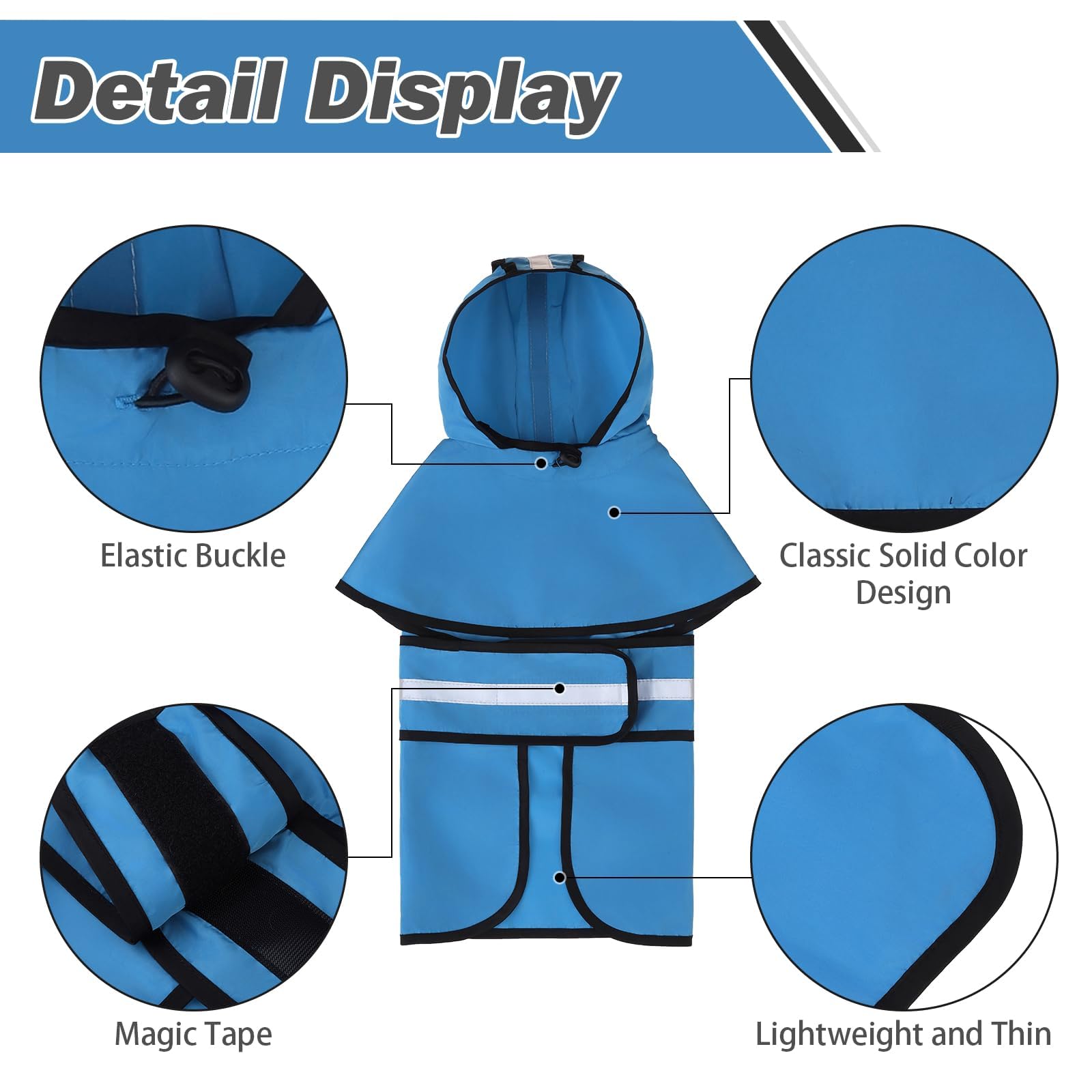 KOOLTAIL Dog Raincoat Hooded Slicker Poncho with Leash Hole, Raincoat for Large Dogs, Waterproof Doggie Rain Jacket with Reflect