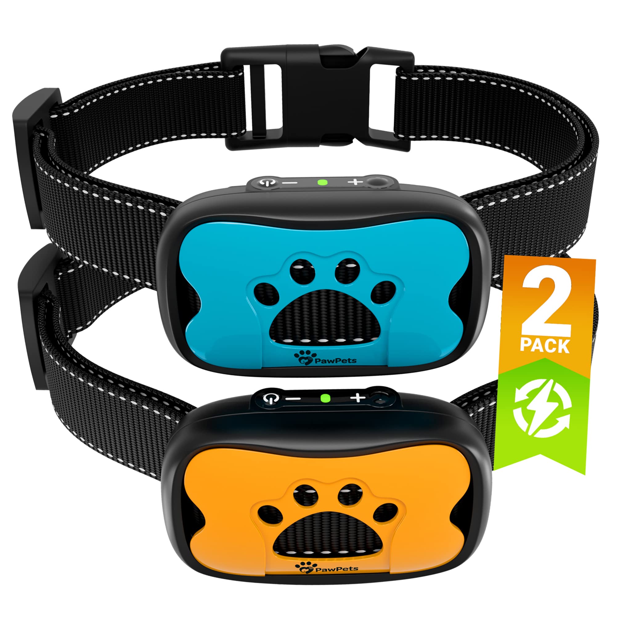 Pawpets Rechargeable Anti Bark Collar - No Shock Training Dog Collar - Humane With Vibration And Sound Barking Collar For Small 