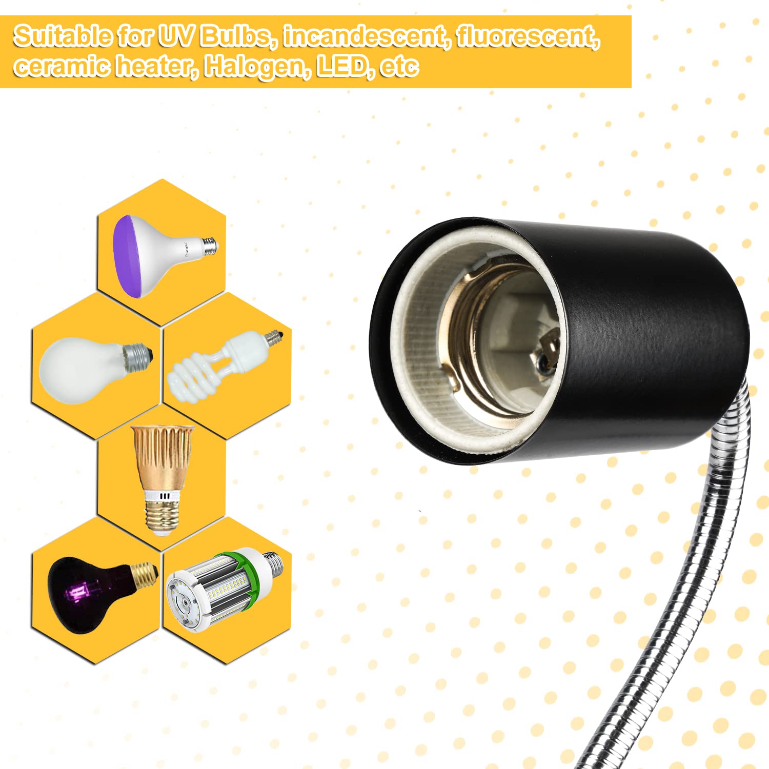 Reptile Heat Lamps, Turtle Lamp Uva/Uvb Turtle Aquarium Tank Heating Lamps With Clamp, 360° Rotatable Basking Lamp For Lizard Turtle Snake Aquarium Aquatic Plants With 2 Heat Bulbs (E27,110V)