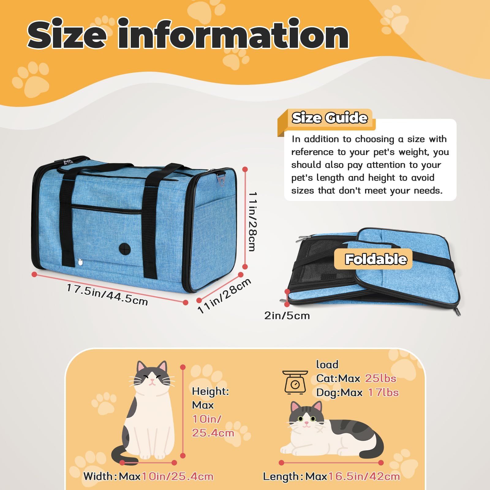 Yudodo 2 Packs 25 Lbs Lightproof Soft Sided Pet Carrier For Large Cat & Small Dog Airline Approved Travel Bag Puppy Carriers Wit