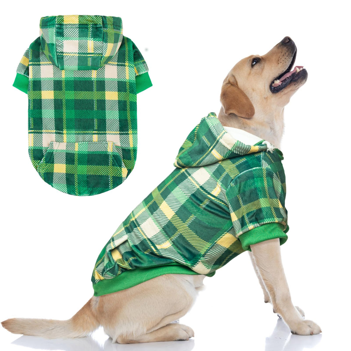Beautyzoo Plaid Dog Hoodie For Small Medium Large Dogs,British Style Soft And Warm Dog Sweater With Leash Hole,Hooded Cold Weath