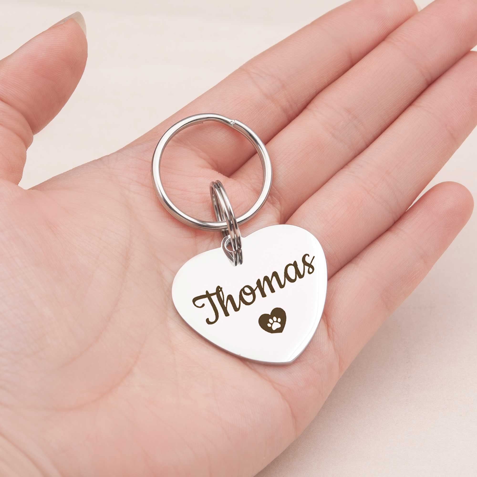 Anavia Pet Id Tags, Personalized Icon Name Dog Tag Cat Tag, Glossy Stainless Steel Color Plated Dog Collar Tag (Medium, Heart Sh