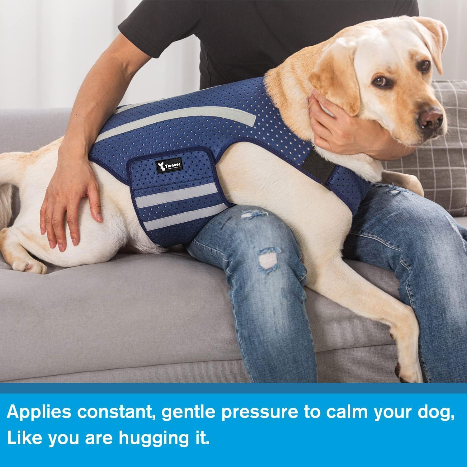 Yrenoer Dog Anxiety Vest, Comfort Dog Anxiety Relief Jacket, Breathable Shirts For Dogs, Soft Dog Anxiety Coat Vest, Puppy Anxiety Warp Calming Shirt For Pet (Xl, Blue)