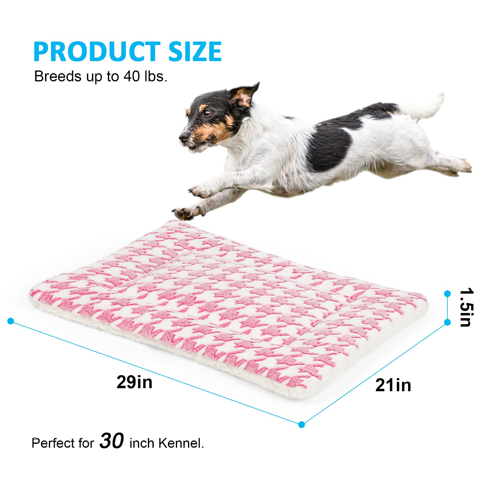 Kigmmro Dog Bed Mat, Machine Washable Pet Bed Pad for 30-inch Kennel, Reversible Dog Crate Pad for Medium Small Dogs, Portable a