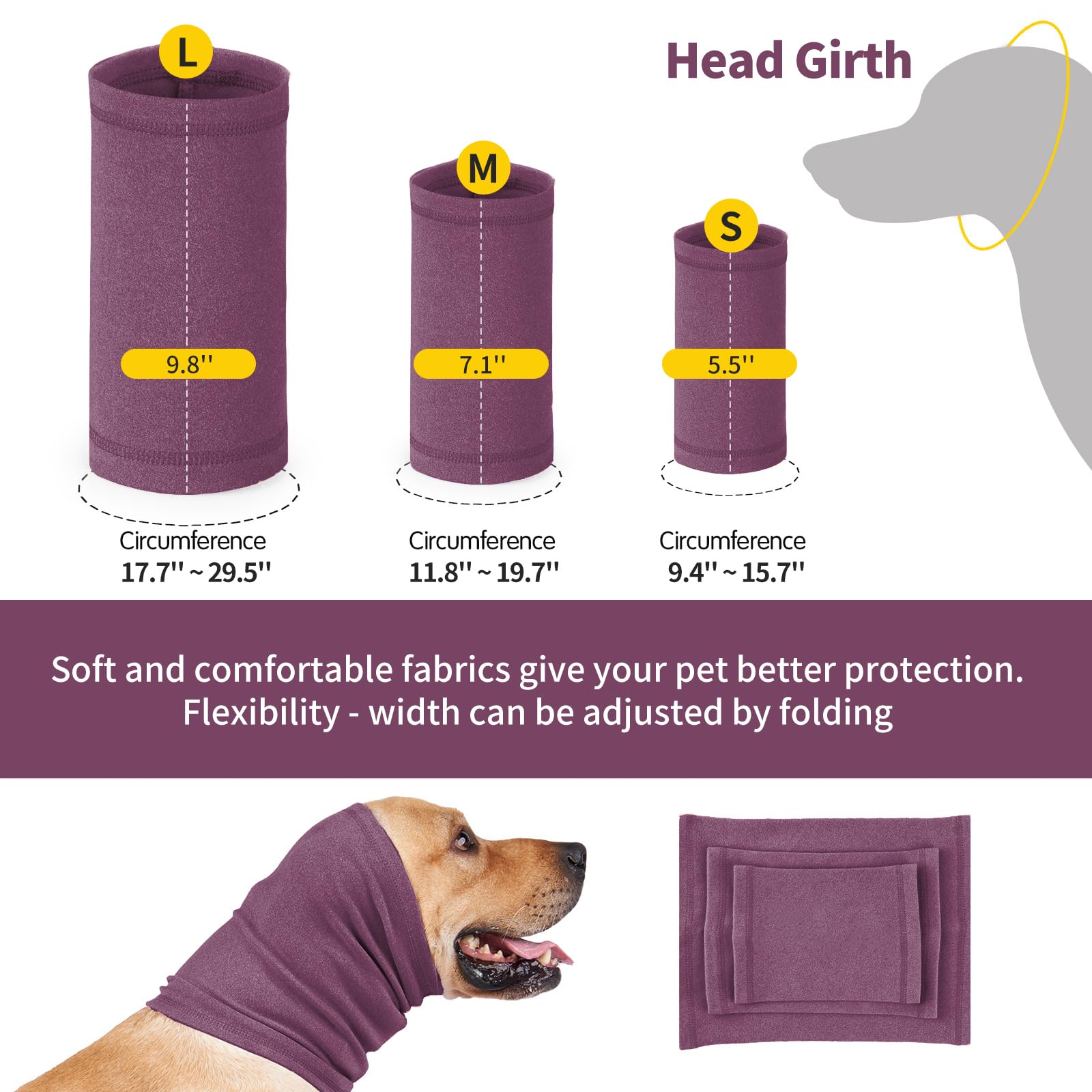 Nanaki Dog Calming Hoodie Ear Wraps For Dogs, Pet Head Protection, Fireworks Ear Muffs Doggy Warp Anxiety Relief, Doggy Hematoma