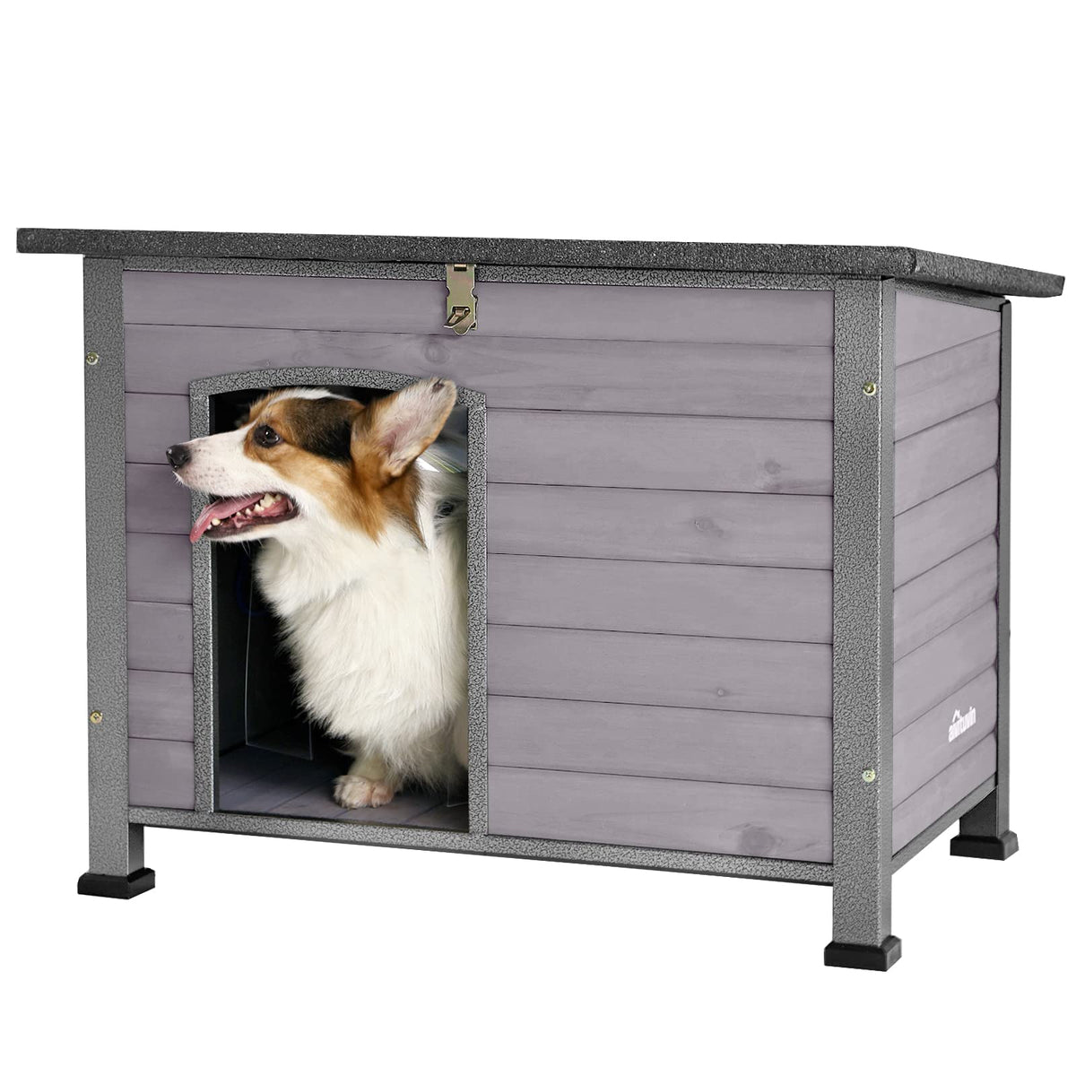 Aivituvin Large Dog House Outdoor Indoor Weatherproof Dog House For Small & Medium & Large Dogs With Unique All-Around Iron Fram