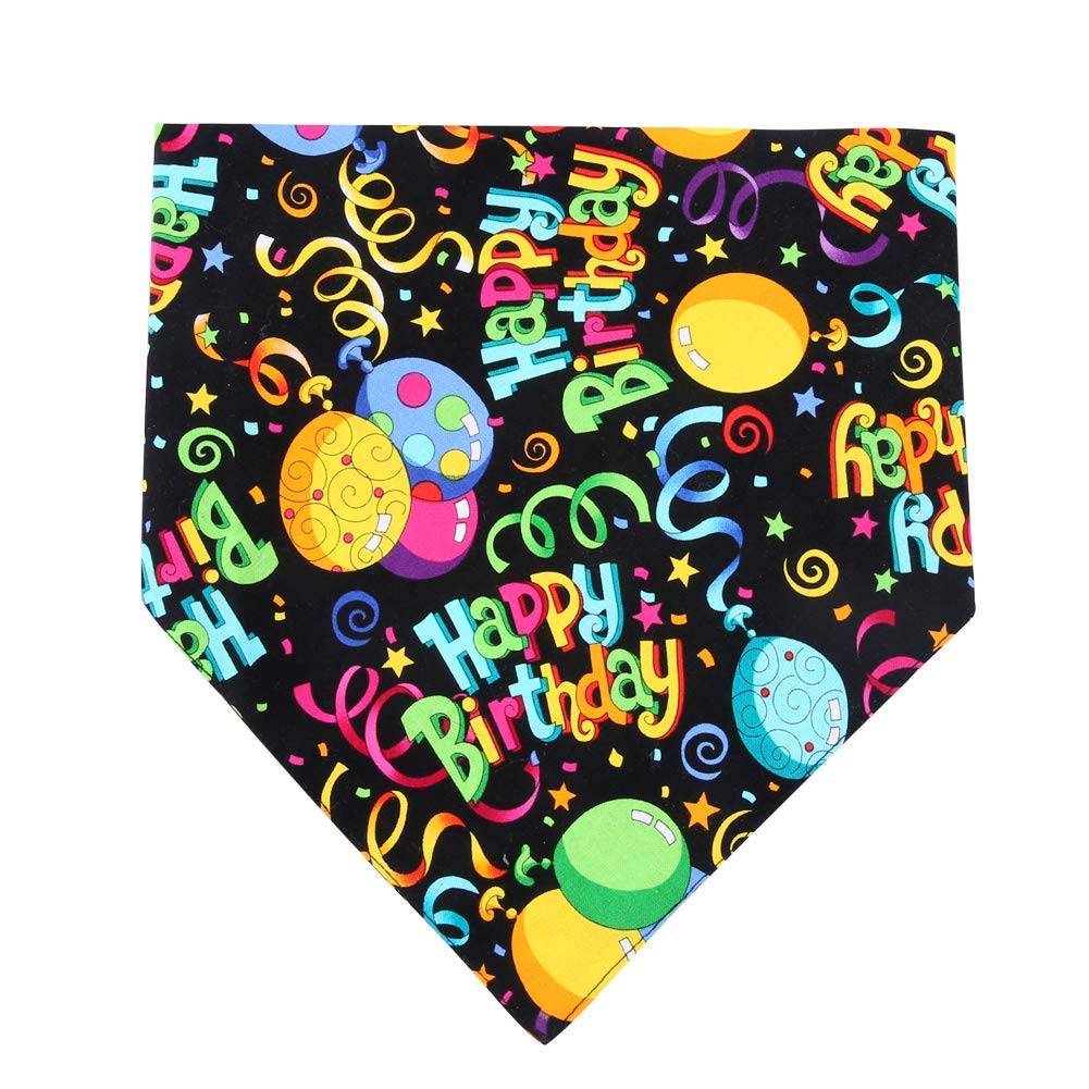 Dog Birthday Bandana Triangle Bibs Scarf Accessories Black Large