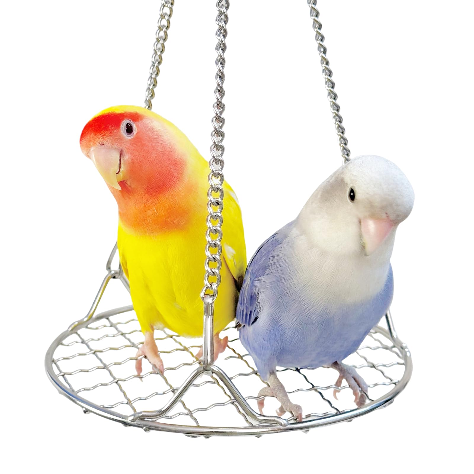 Bird Swing Perch Stainless Steel, Toy for Small Animal Parakeet Cockatiels Conures, Hanging Bird Cage Accessories to Balance Tra