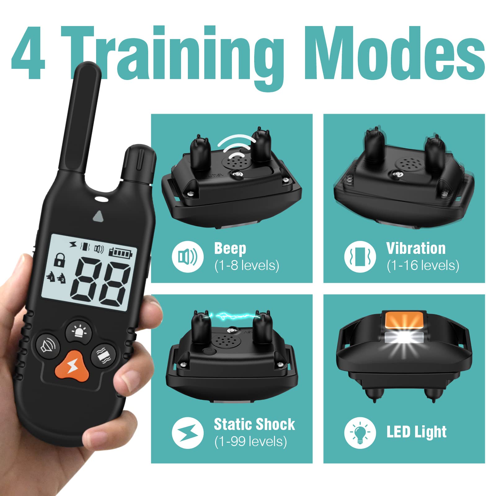 Funnipets Dog Shock Collar 2 Pack - 3000Ft Dog Training Collar With Remote Ip67 Waterproof E Collar For Dogs Training With Shock