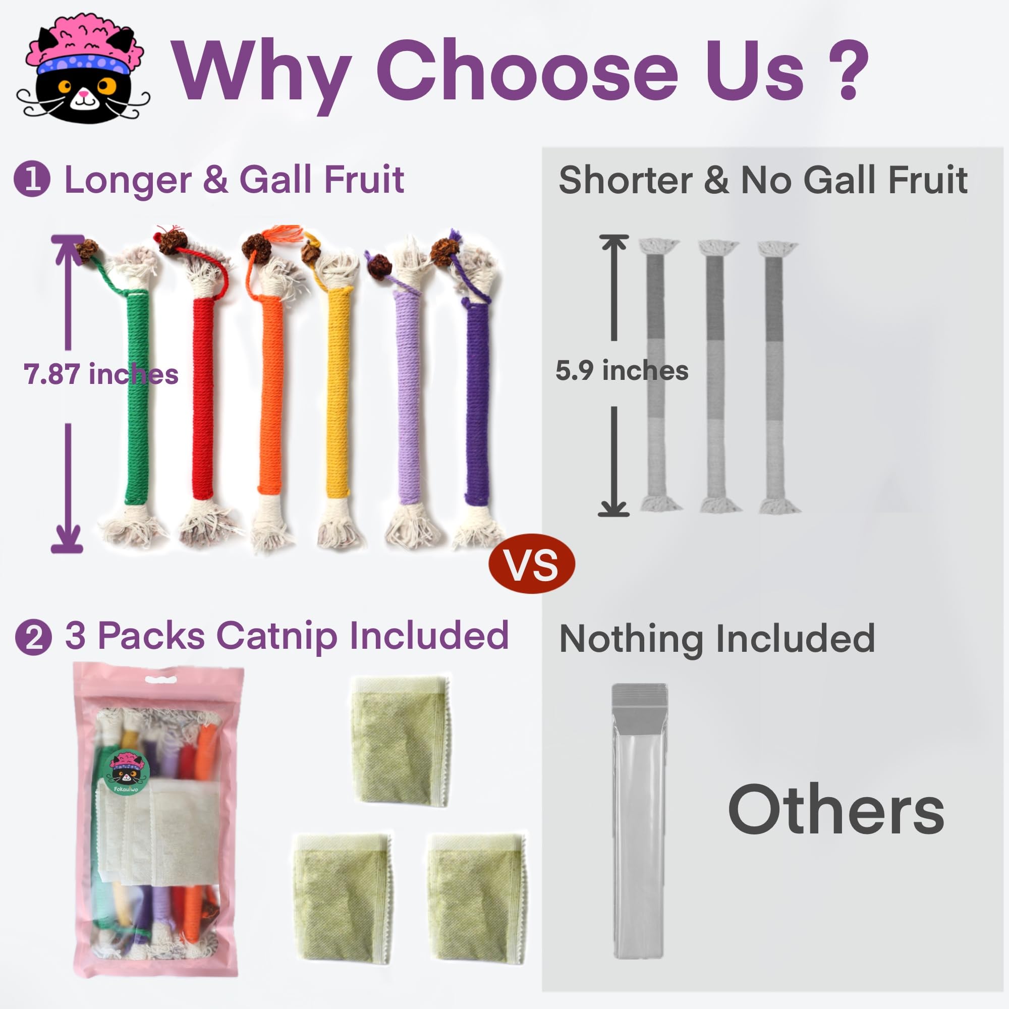 Fokauiwo Kitten Toys, Cat Chew Toy for Teeth Cleaning, Catnip Rope Toys for Indoor Kittens, Interactive Cat Nip Teething Toys fo