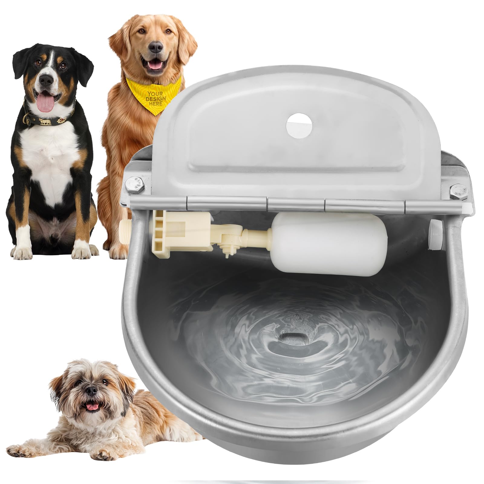 Flkqc Automatic Animal Drinking Water Bowl With Float Valve | Stainless Steel Drinking Water Bowl For Horse,Goat,Pig,Dog. (With 
