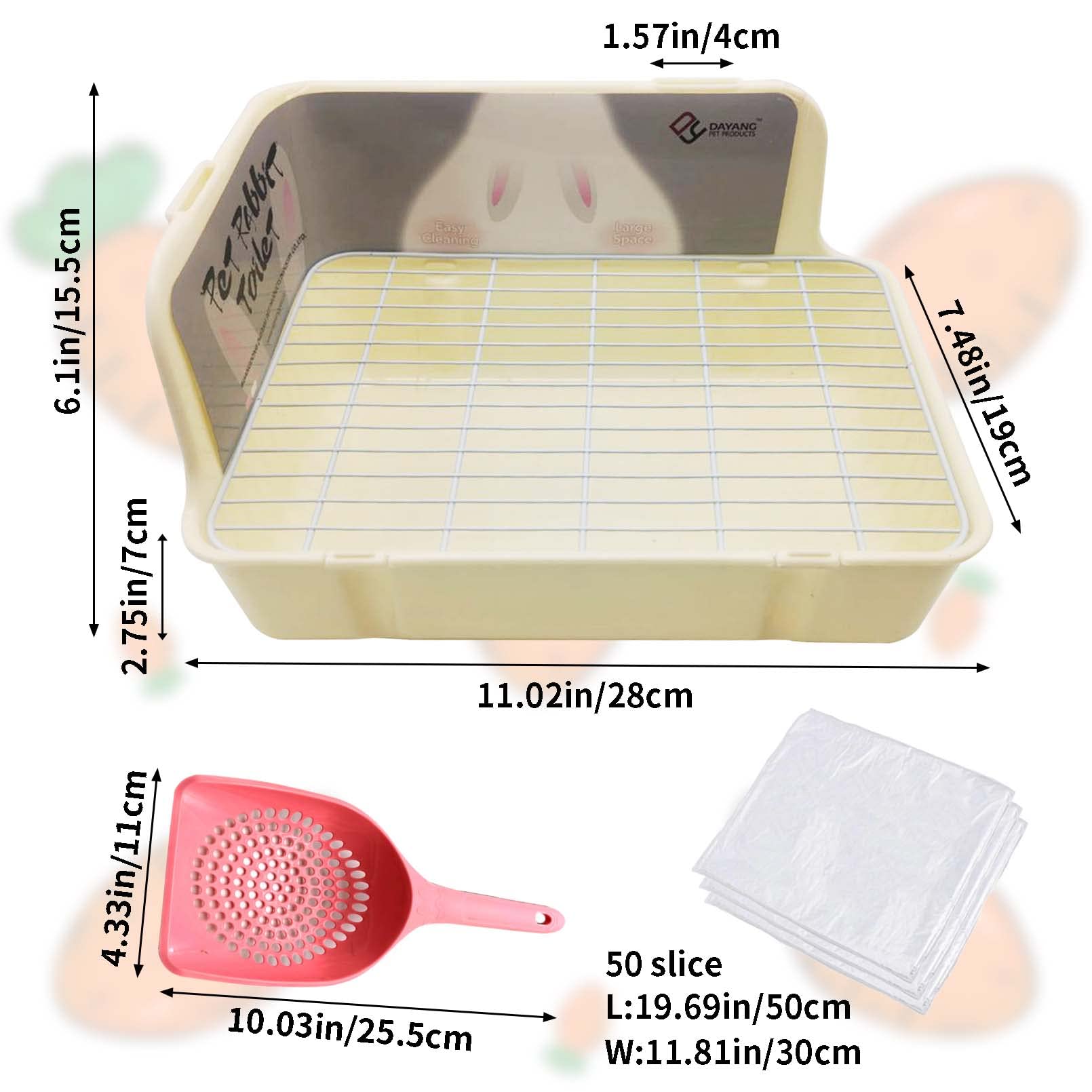 Tfwadmx Rabbit Litter Box Bunny Corner Litter Pan Pet Bedding Litter Box With Grate Small Animal Toilet Potty Trainer For Rabbit Bunny Chinchilla Guinea Pig Ferret (White)