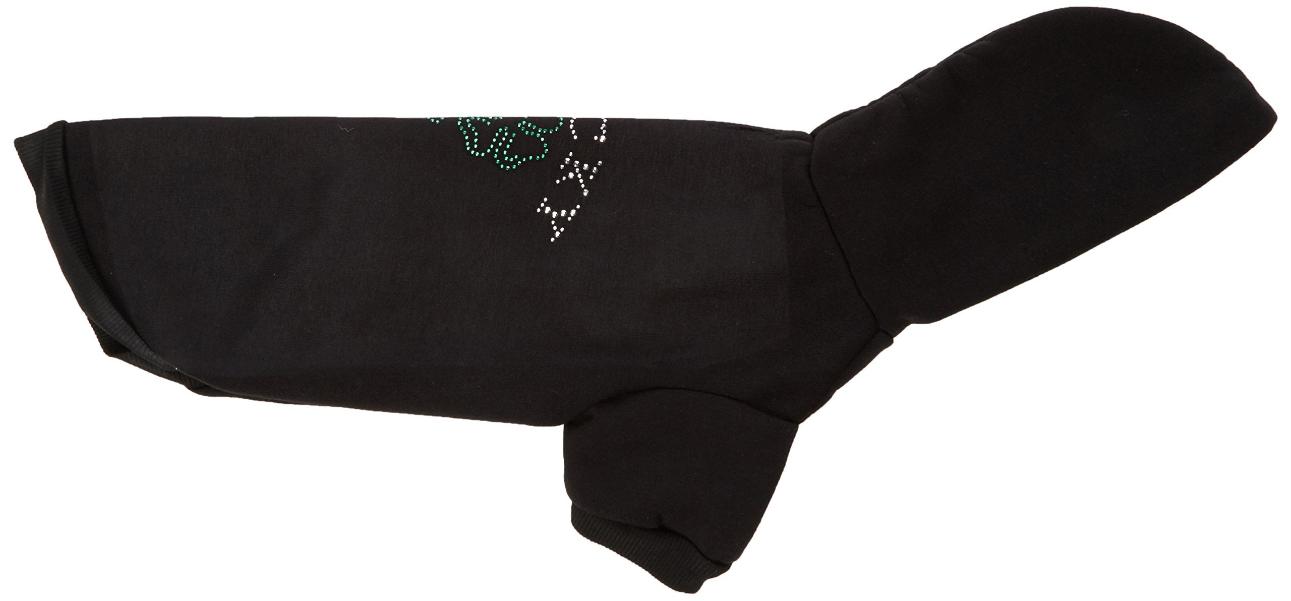 Mirage Pet Products 12-Inch Four Leaf Clover Outline Hoodies, Medium, Black