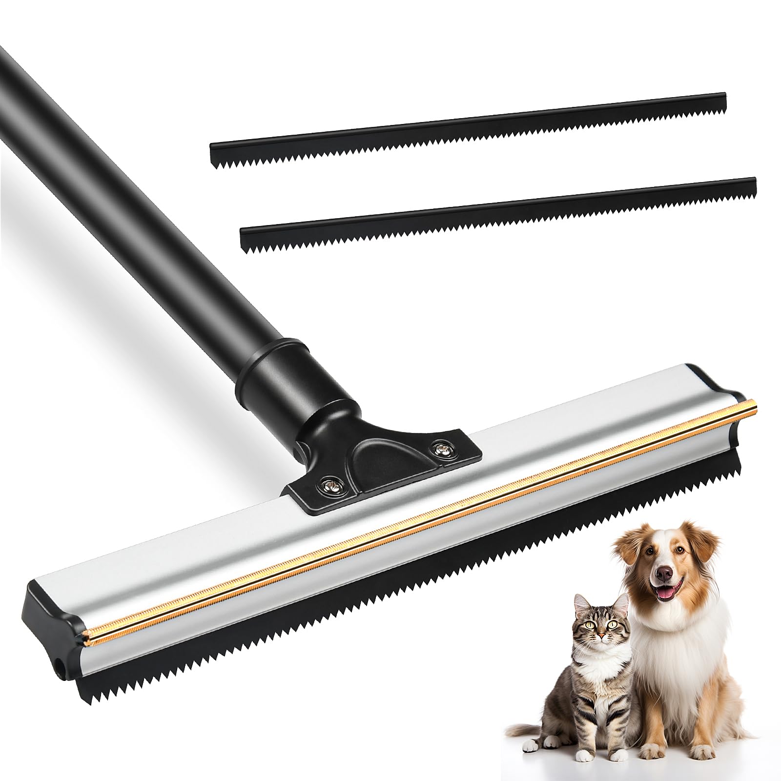 Bisenkud Pet Hair Carpet Rake - Dual-Material Cleaning Tool for Efficient Pet Hair Removal on Carpets, Sofas, and Car Seats