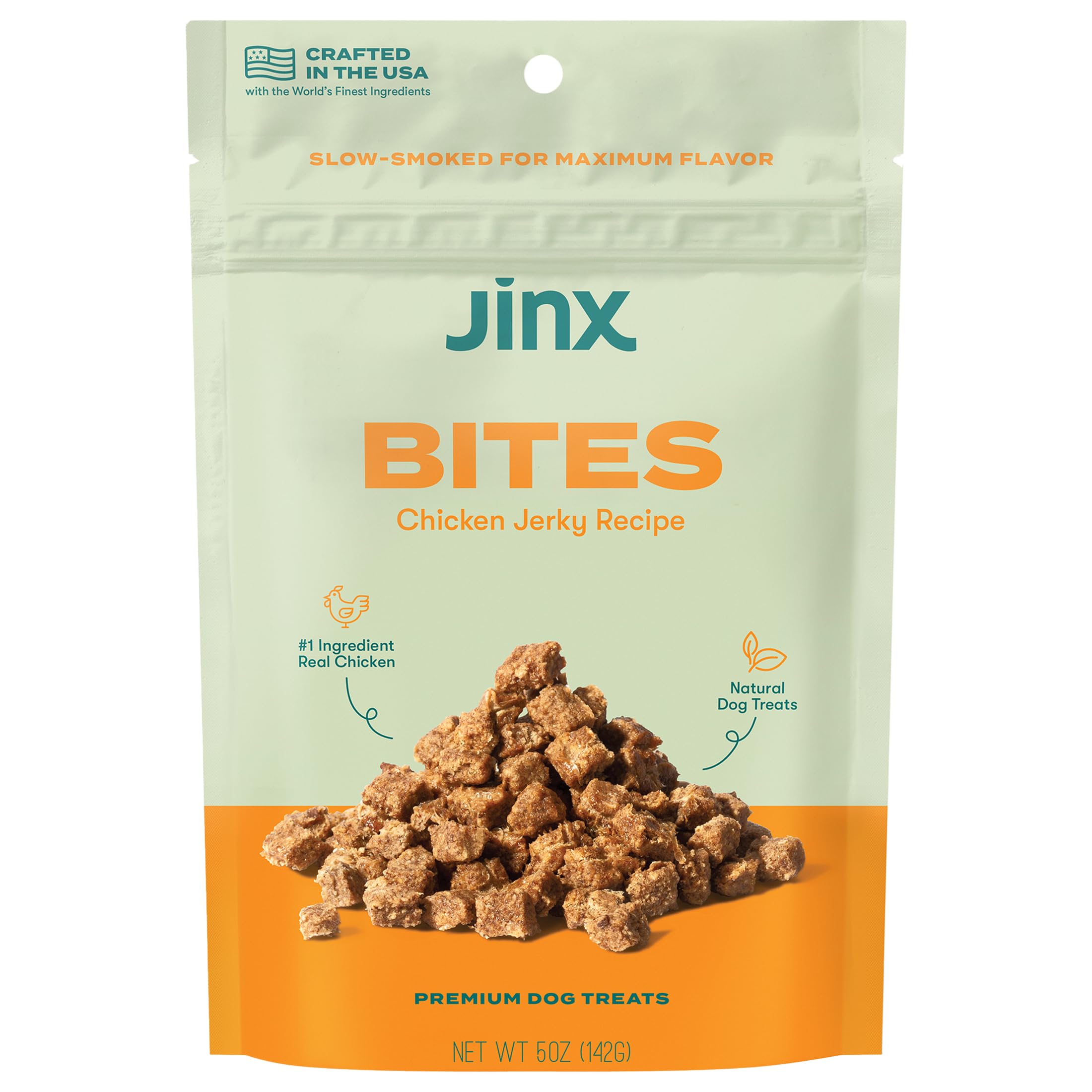 Jinx Chicken Bites, Soft Jerky Dog Treats, Slow-Smoked Real Chicken, Low-Calorie and Packed with Flavor, No Fillers, Bite-Sized 