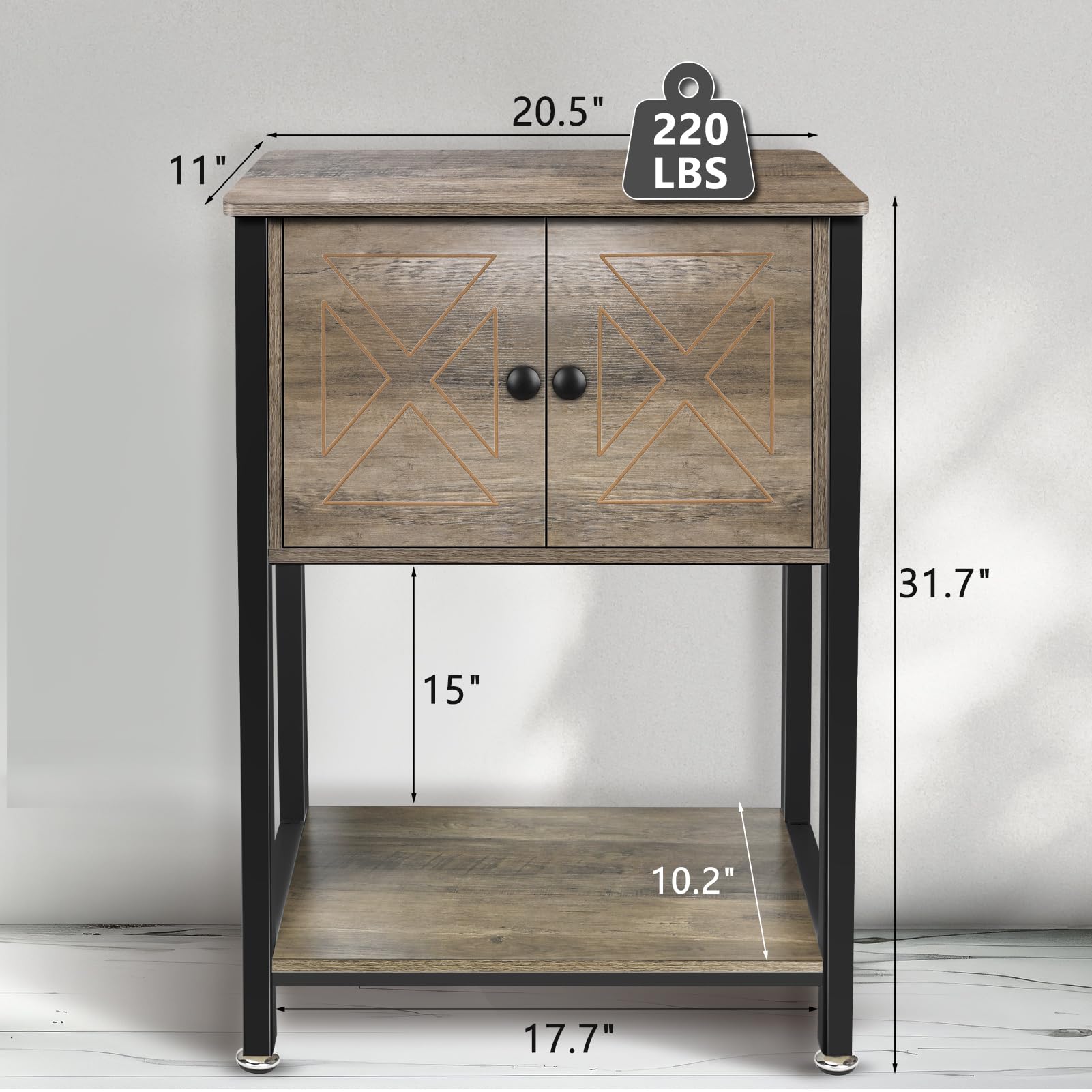 5-10 Gallon Fish Tank Stand, Heavy Duty Aquarium Stand with Cabinet & Power Outlets for Fish Tank Accessories Storage, Double Ta