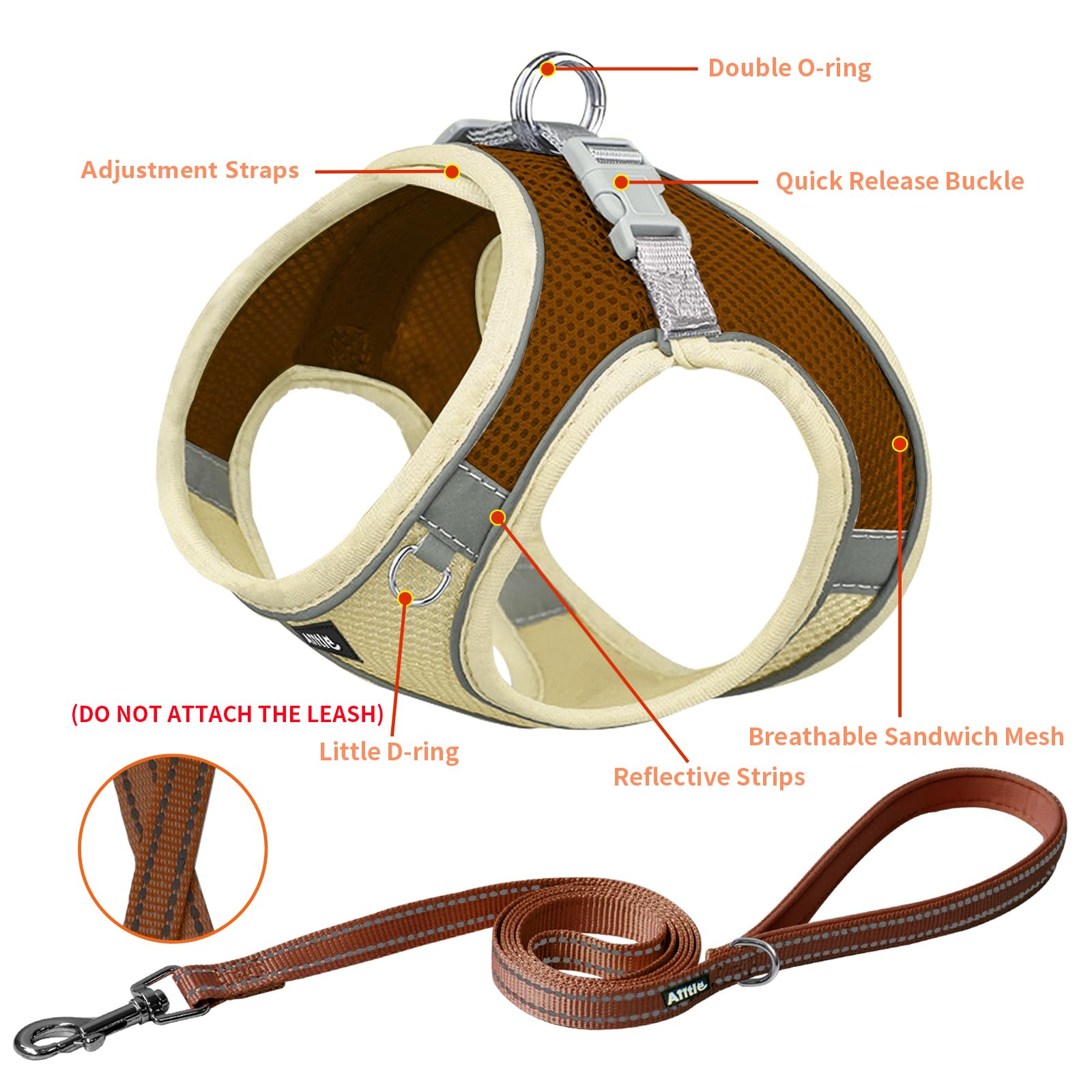 Aiitle Soft Dog Harness And Leash Set - Pet Supply No Pull, Step In Adjustable Dog Harness With Padded Vest For Hot Weather, Eas