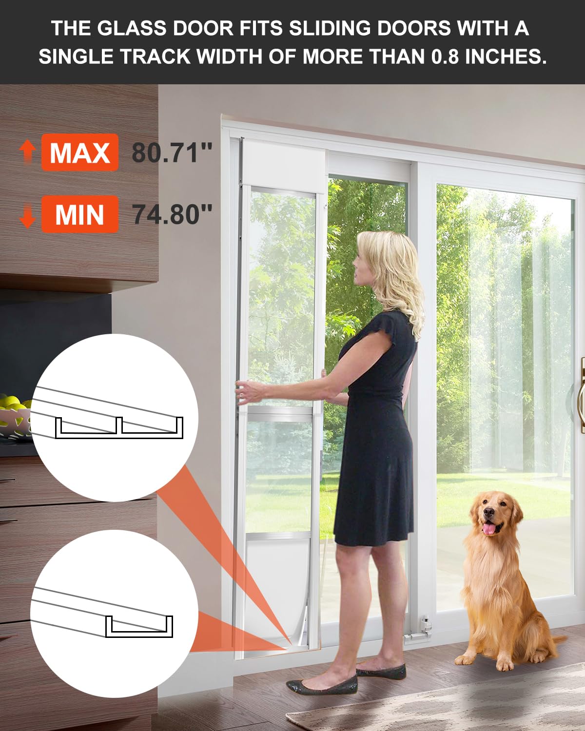 Dog Door For Sliding Glass Door With Lock, Doggy Door For Sliding Glass Doors Large Dog Up To 100 Lb, Sliding Door Dog Door Inse