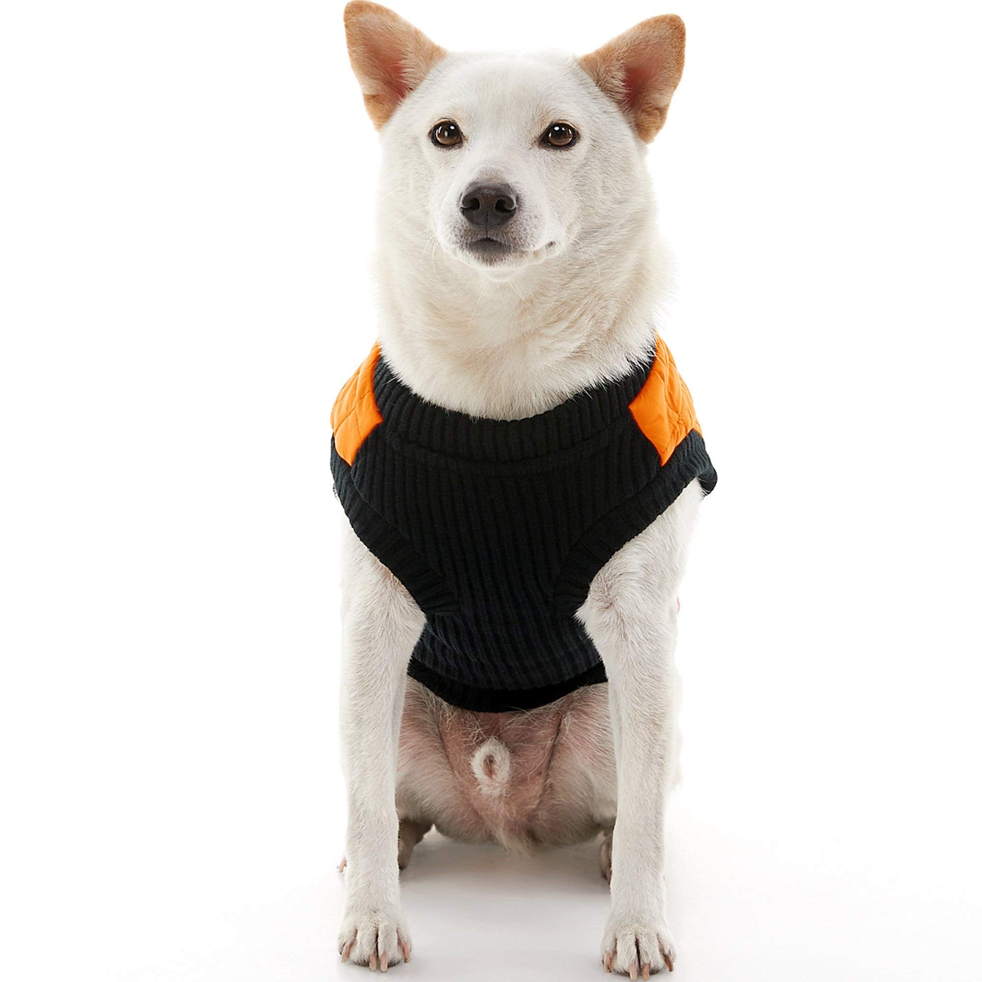 Gooby Fashion Vest Dog Jacket - Orange, Large - Warm Zip Up Dog Bomber Vest With Dual D Ring Leash - Winter Water Resistant Small Dog Sweater - Dog Clothes For Small Dogs Boy Or Medium Dogs