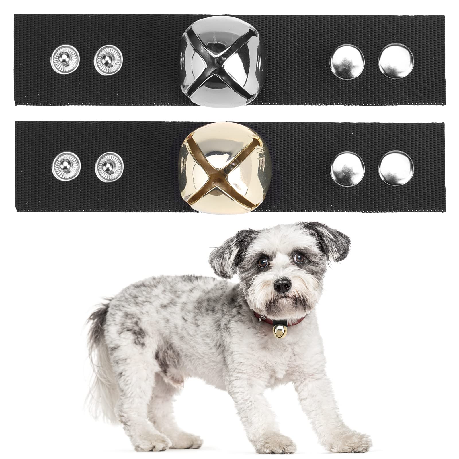 Scenereal Dog Collar Bell For Training, Hiking, Walking, Hunting, Pet Tracker, 2 Pack 1.0' Extra Loud Pet Bell For Save Wildlife And Birds (Bear Bell, Cow Bell) Gold | Silver For Small Medium Dogs