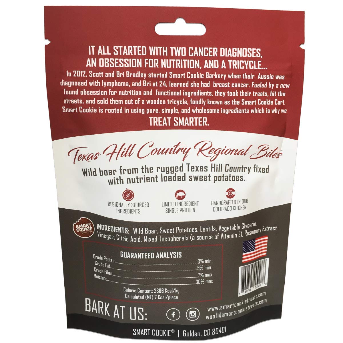 Smart Cookie All Natural Dog Treats - Wild Boar & Sweet Potato - Training Treats for Dogs with Allergies, Sensitive Stomachs - S