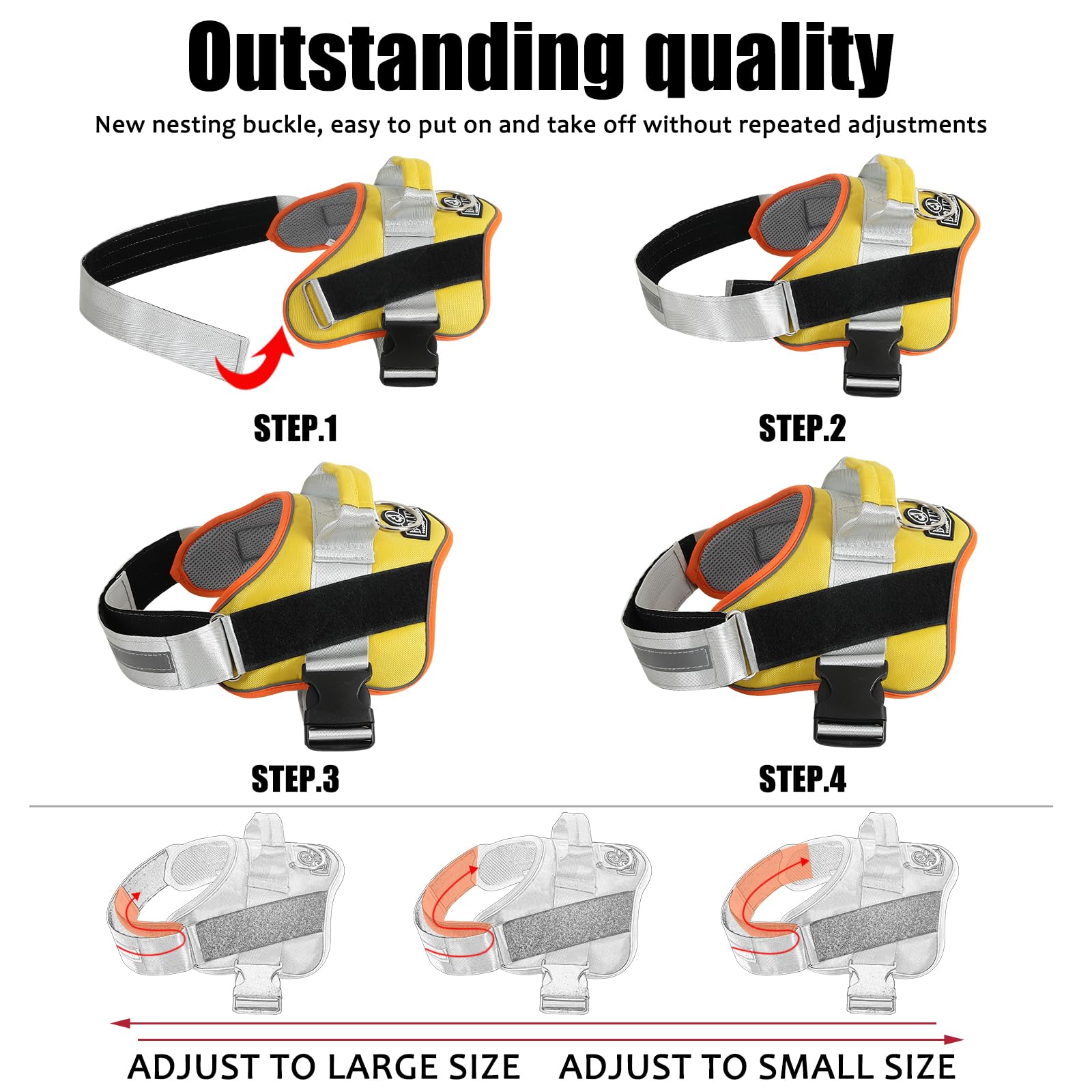 Bolux Dog Harness, No-Pull Reflective Dog Vest, Breathable Adjustable Pet Harness With Handle For Outdoor Walking - No More Pulling, Tugging Or Choking (Xx-Large (Pack Of 1), Yelloworange)