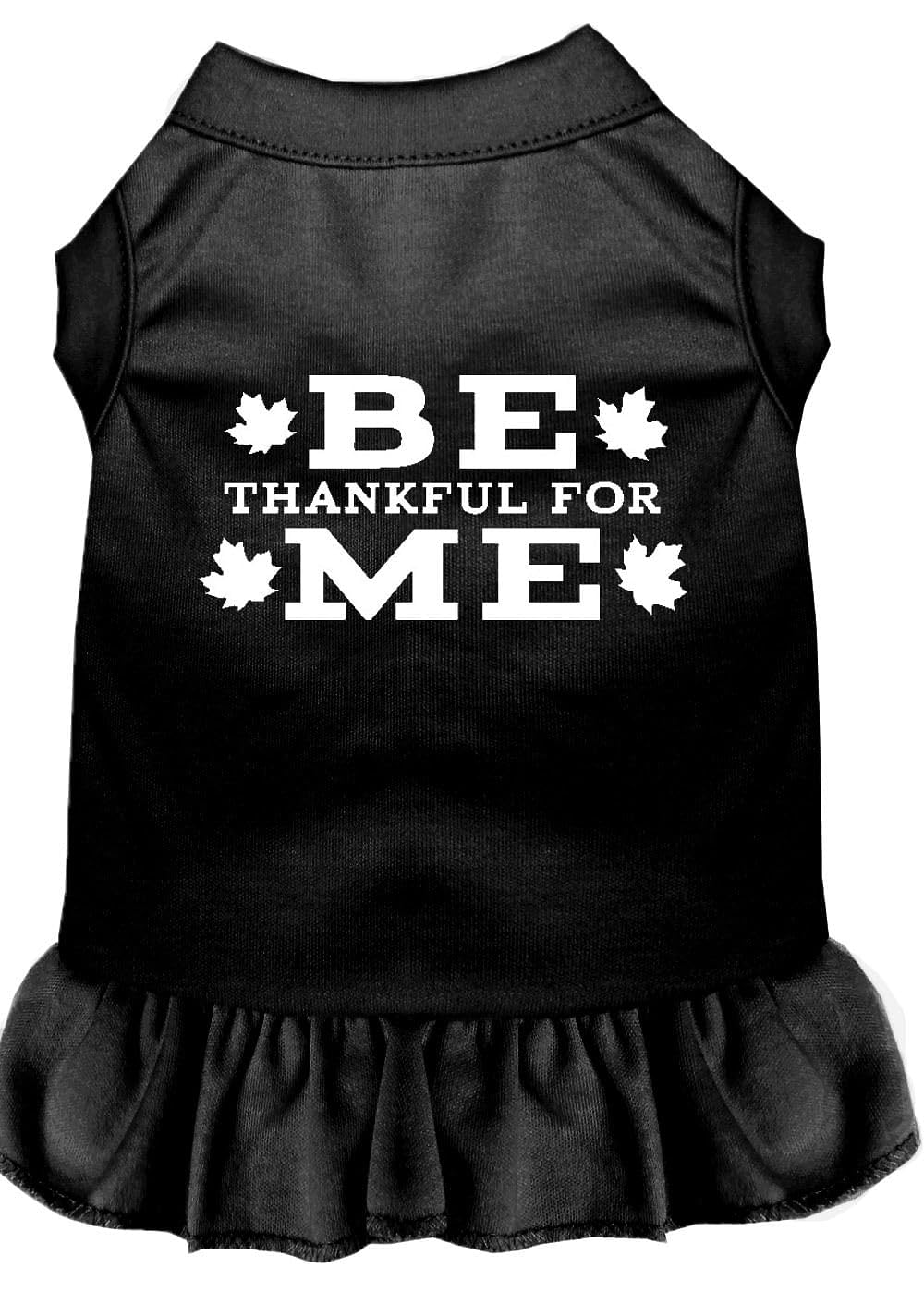 Pet Dog & Cat Dress Screen Printed, 'Be Thankful For Me' Black 3Xl (25-35 Lbs.)