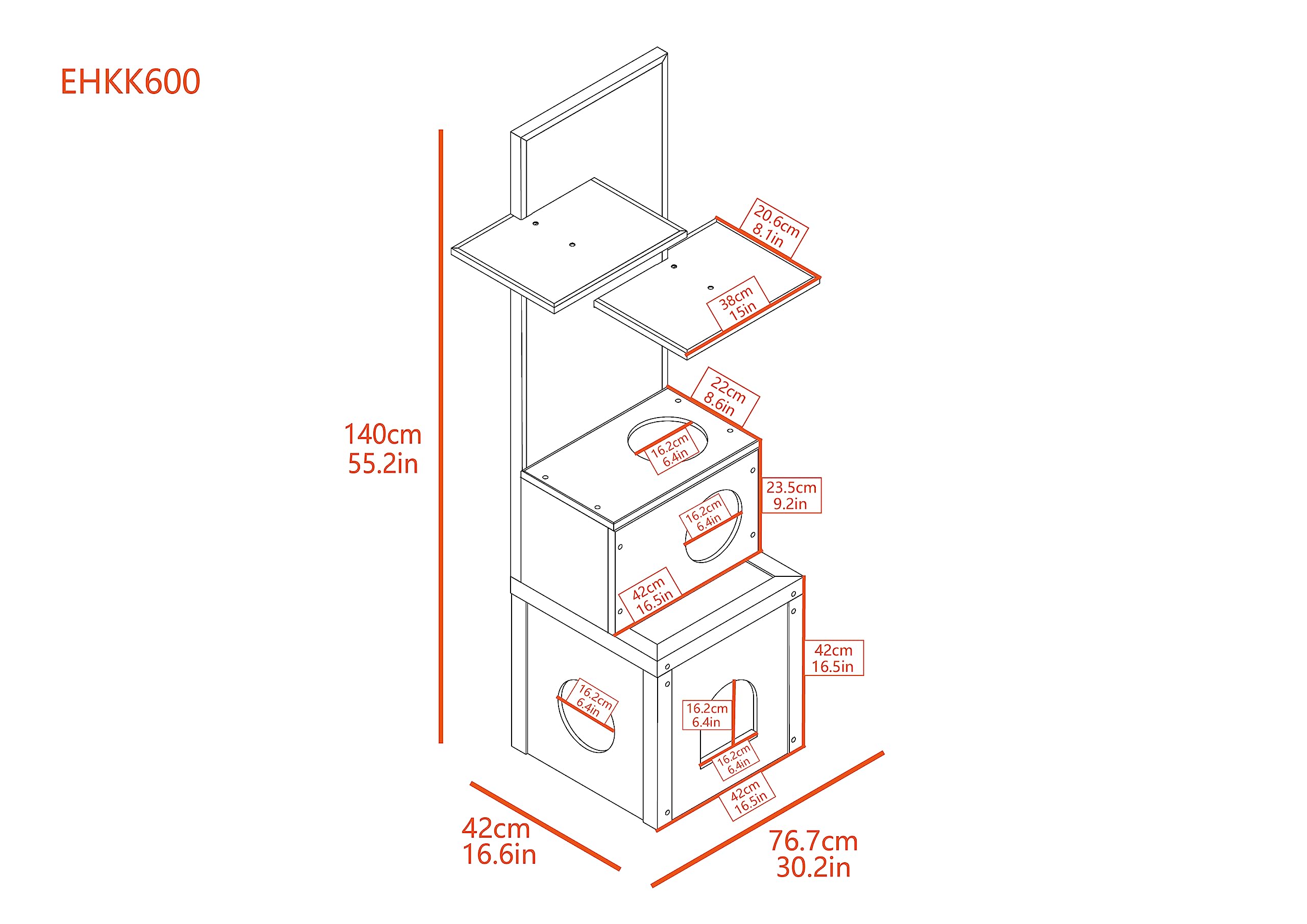 New Age Pet ECOFLEX Kitty Climber Cat Tree - Gray, Eco-Friendly Wood Plastic Composite - Moisture & Odor Resistant, Easy Assembl