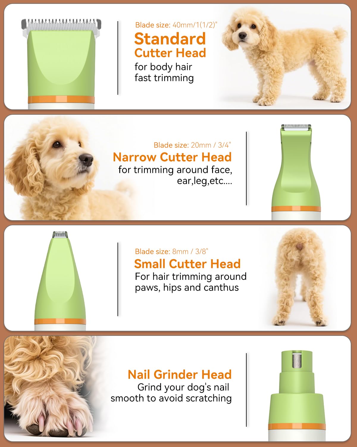 Unibono Dog Grooming Clippers Kit,Heavy Duty Rechargeable Low Noise Paw Trimmer Electric Pet Hair Shaver For Dogs Cats And Other Pets At Home With Gift Box Package