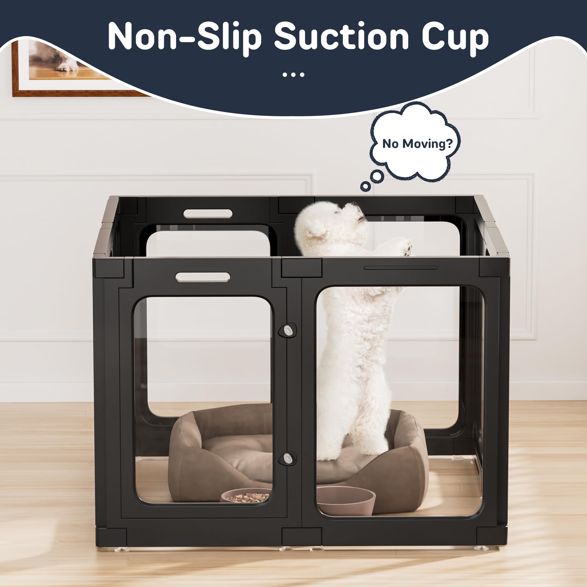 Jalove Acrylic Dog Playpen Indoor, 8 Pcs Plastic Puppy Playpen With Door, Clear Playpen For Dog Cat Rabbit Ferret, Easy Assemble