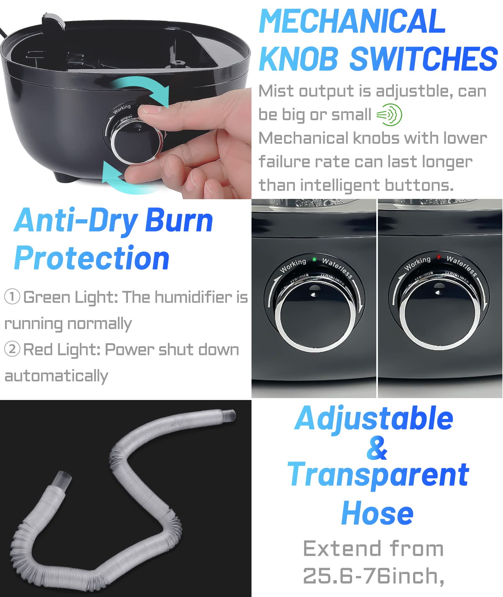 Top Fill Reptile Fogger Terrariums Humidifier Fog Machine Mister With 4L Visible Large Tank & Extension Hoses, Suitable For Terrariums & Enclosures, Ideal For Reptiles/Amphibians/Herps/Vivarium/Moss