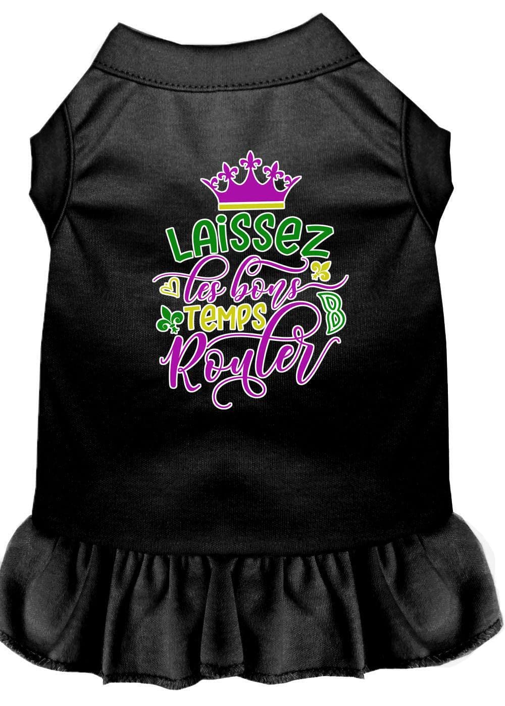 Pet Dog and Cat Dress Screen Printed, Laissez Les Bons Temps Rouler Light Pink 2XL (20-25 lbs.)