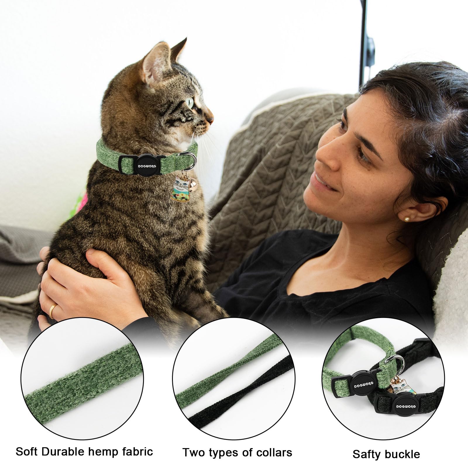 Cat Collar,2 Pack Cat Collars Breakaway With Bell, Dogwong Safety Buckle Black Cat Collar For Girl Boy Cats And Small Dogs,Adjus