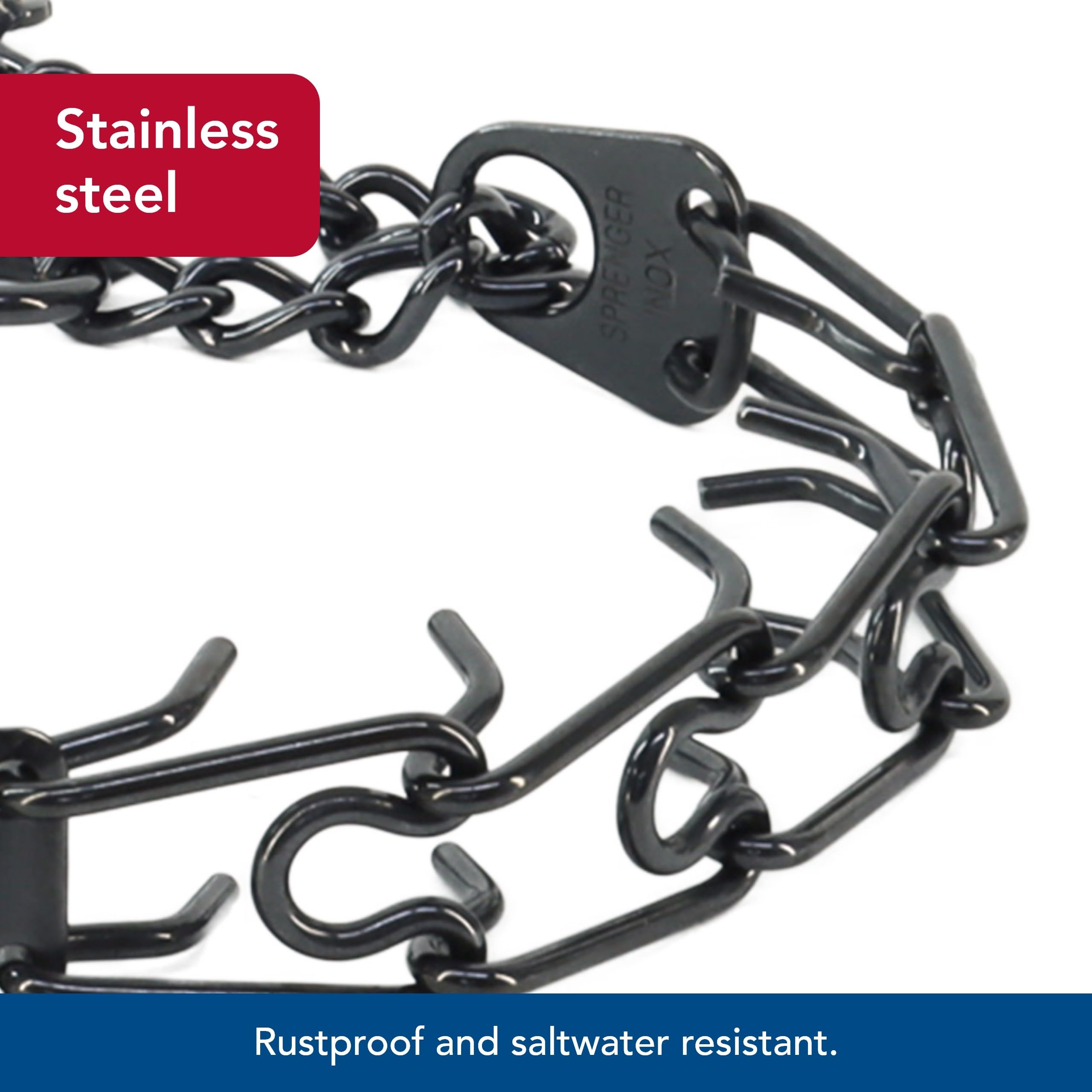 Herm Sprenger - Stainless Steel Ultra-Plus Prong Dog Training Collar - Black - 4 Mm X 20'' Neck Size; 25'' Chain Length