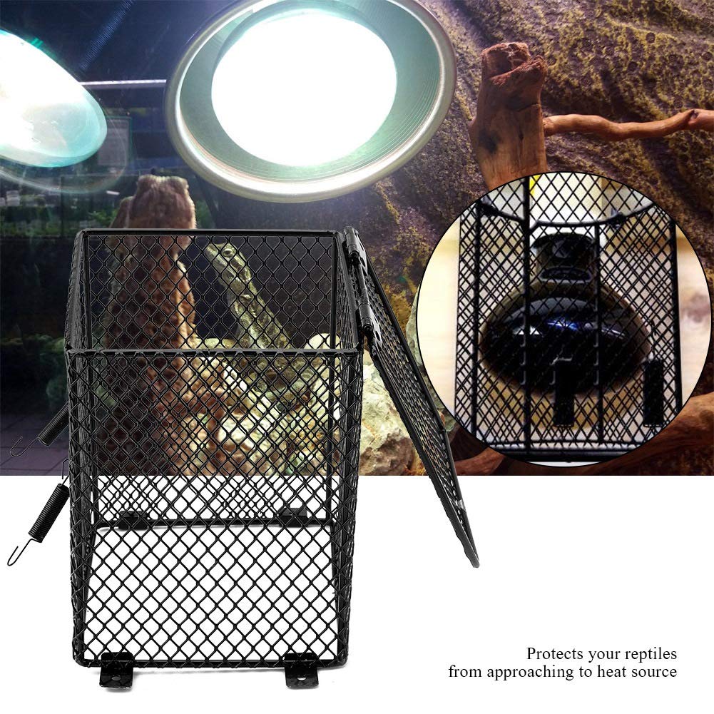 Heater Guard Anti-Scald Reptile Heating Lamp Shade Heat Lamp Light Mesh Cover Day Night Ceramic Light Bulb Heating Lampshade(Cub