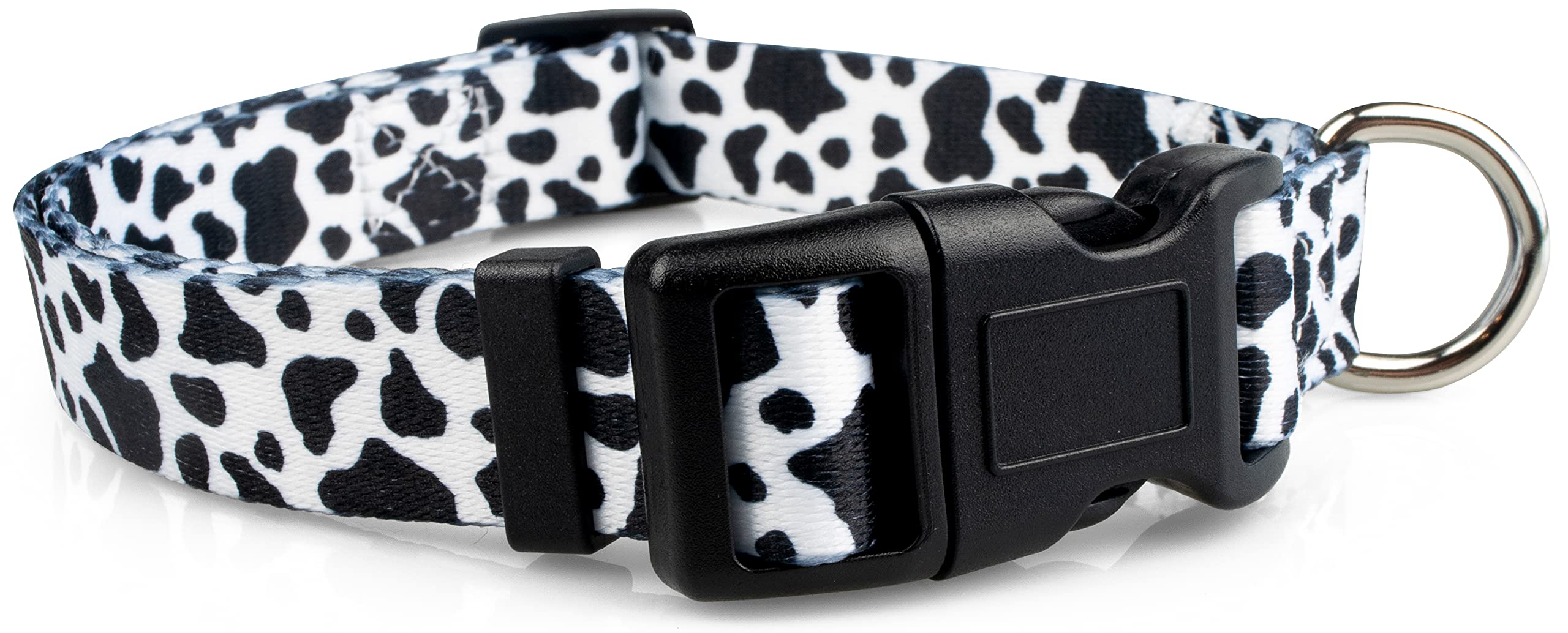 Limeloot Cow Print Dog Collar, Animal Themed Dog Collar for Male and Female Dogs, Medium