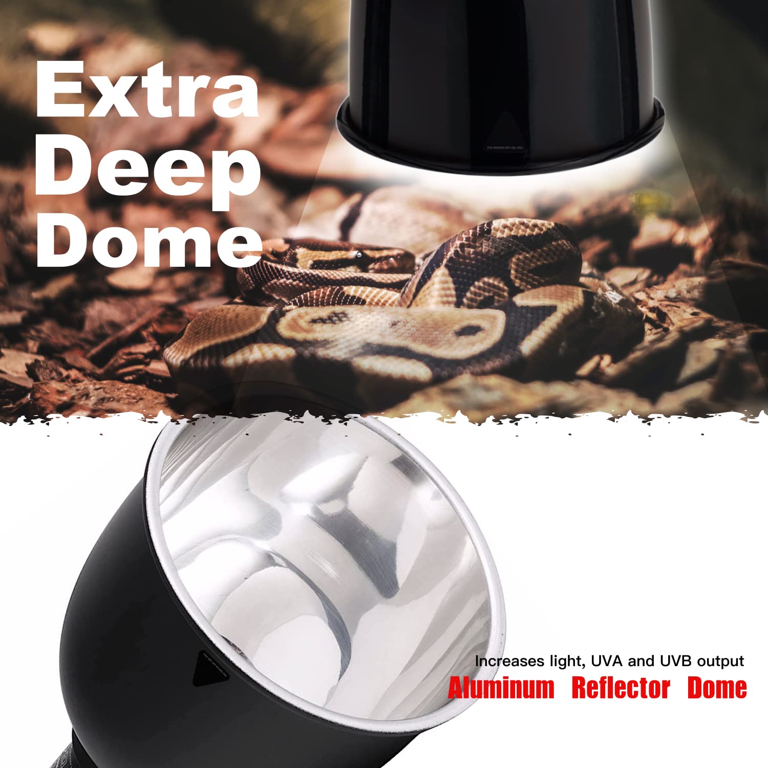 ReptiKing Reptile Light Fixture, 2-Pack 5.5'' Deep Dome for Reptile Light/Heat Lamp/UVB Light, 5.5 Inch Light Reflector Dome