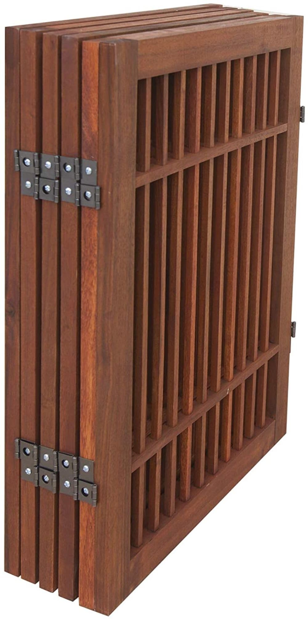 Pet Dog Gate Strong and Durable Freestanding Folding Acacia Hardwood Portable Wooden Fence Indoors or Outdoors by Urnporium (Bro