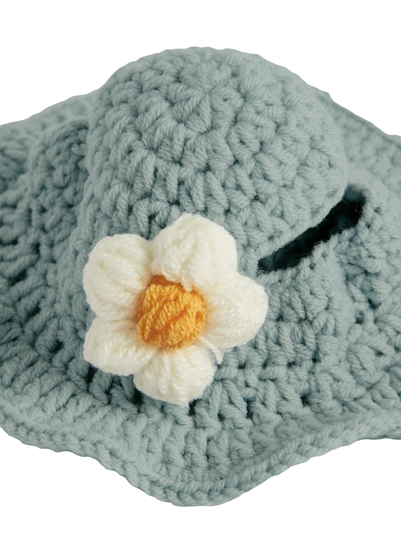 Qwinee Cartoon Flower Design Knit Cute Dog Hat Soft Cat Hat Rabbit Hat Halloween Christmas Party Costume Head Wear Accessories F