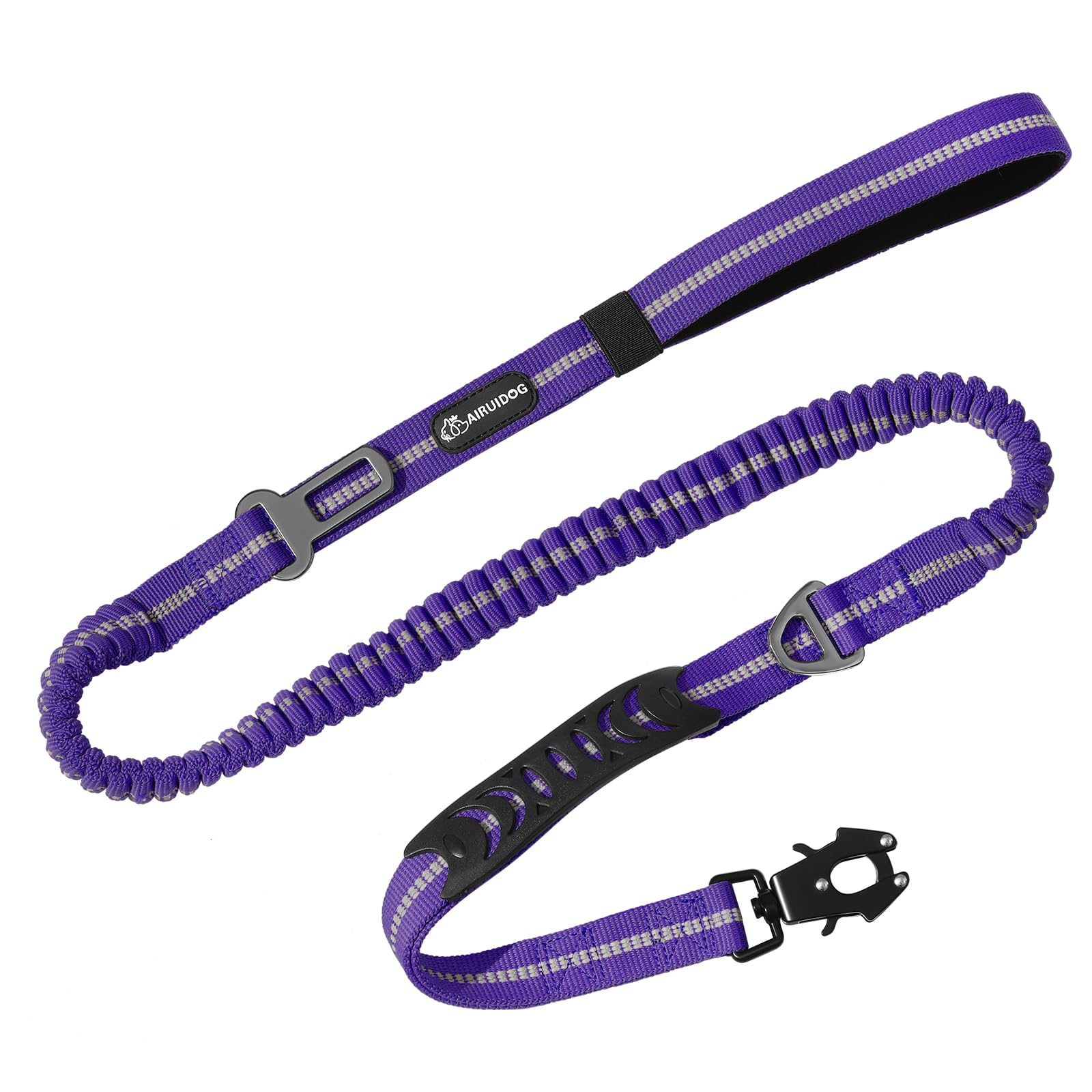 Heavy Duty Tactical Bungee Dog Leash, 4-6FT Shock Absorbing Tactical Dog Leash with 2 Padded Handles, Metal Carabiner Clip,Car S