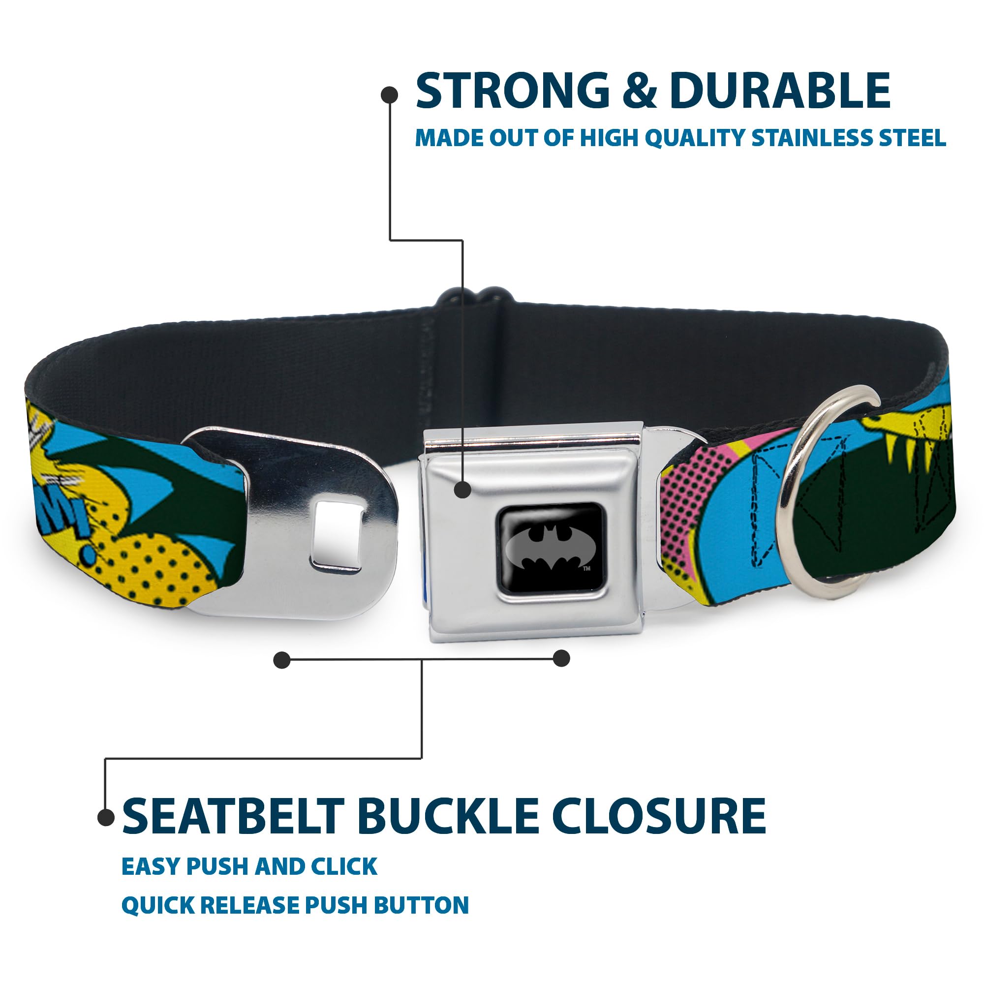 Buckle-Down Seatbelt Buckle Dog Collar - Batgirl-Is She Hero Or Villain? W/Batgirl In Action - 1.5' Wide - Fits 18-32' Neck -